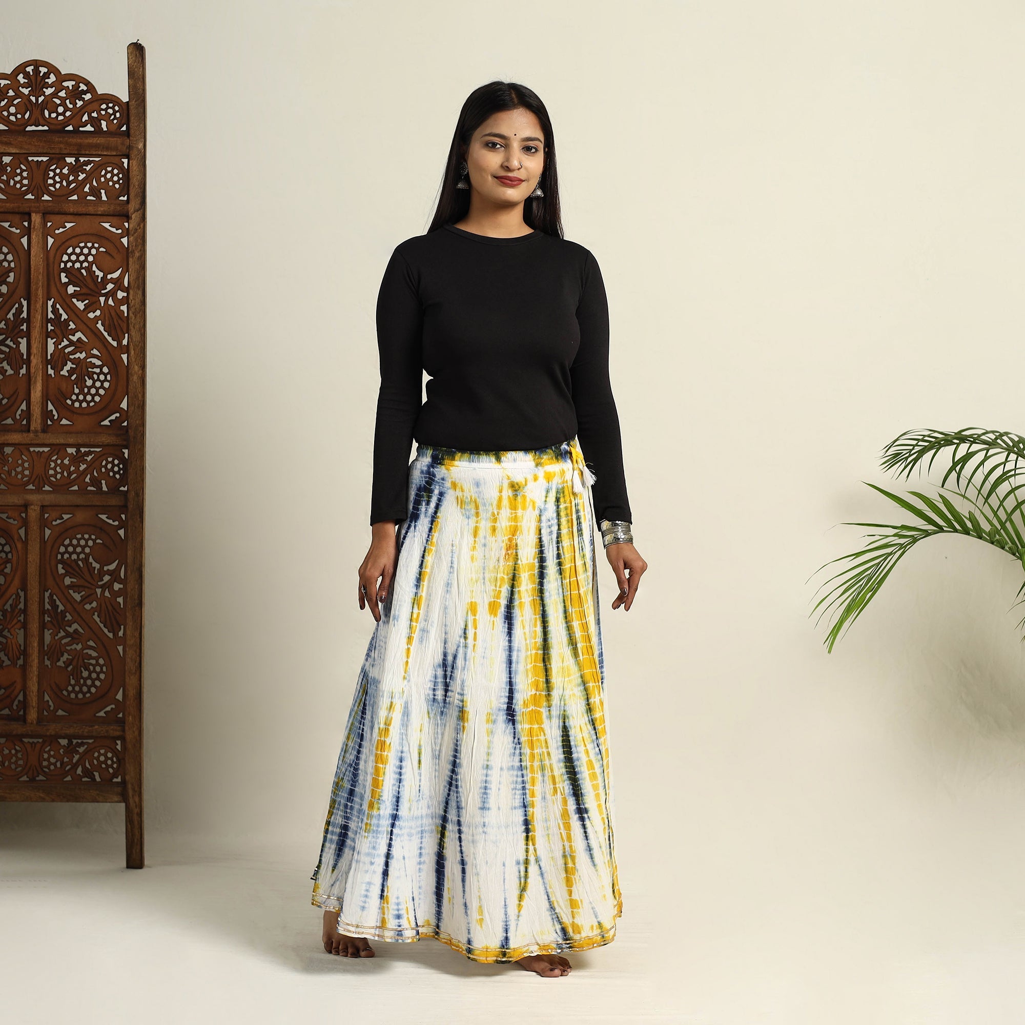 Buy Multicolor Cotton Long Shibori Tie-Dye Skirt