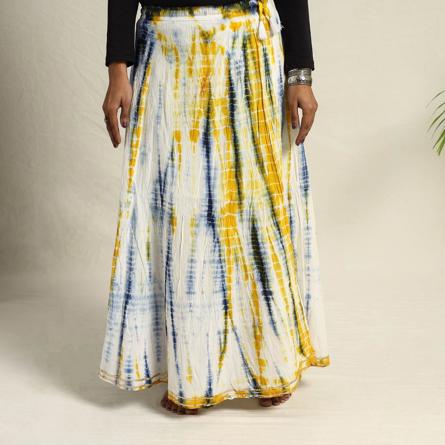 Buy Multicolor Cotton Long Shibori Tie-Dye Skirt