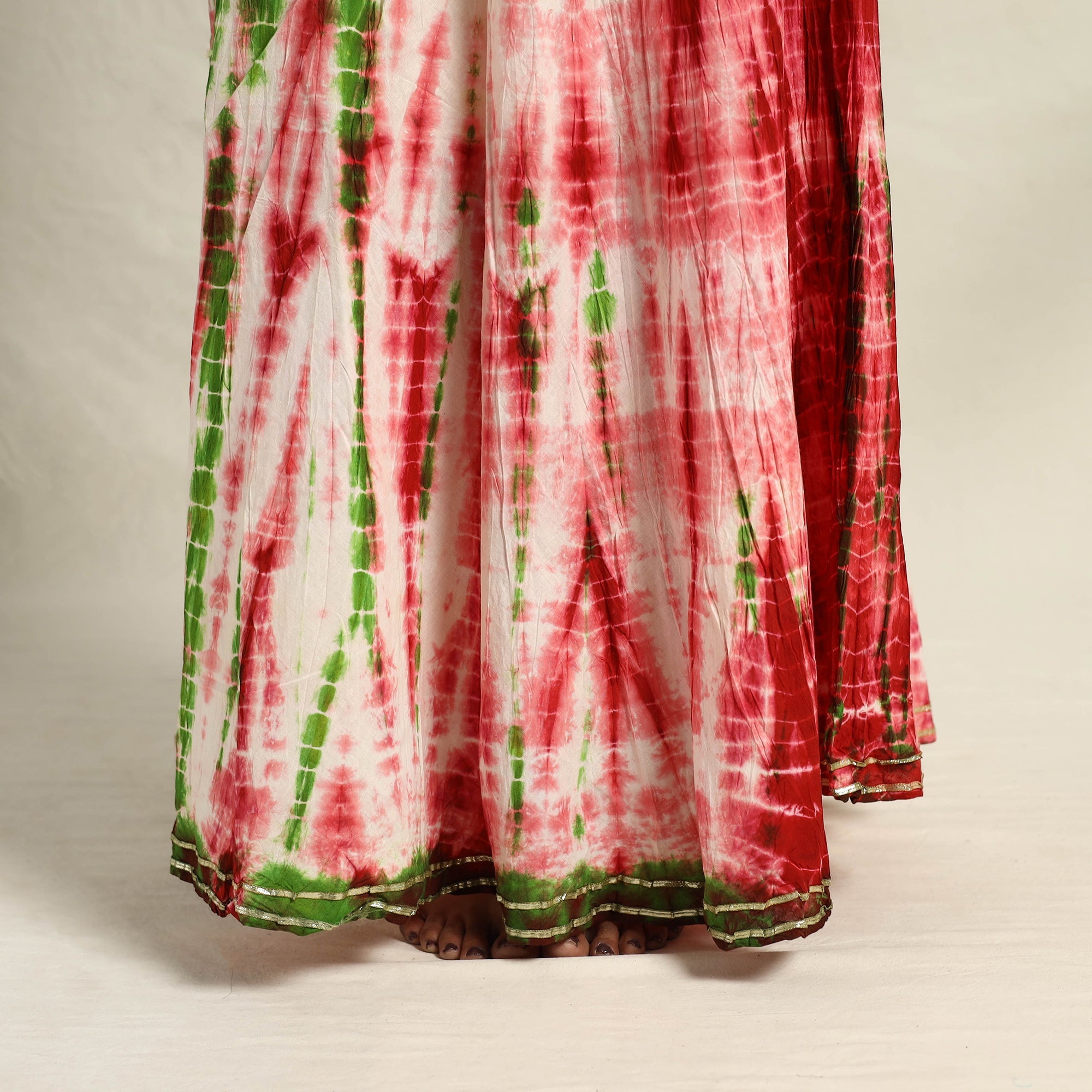  Multicolor Cotton Long Shibori Tie-Dye Skirt