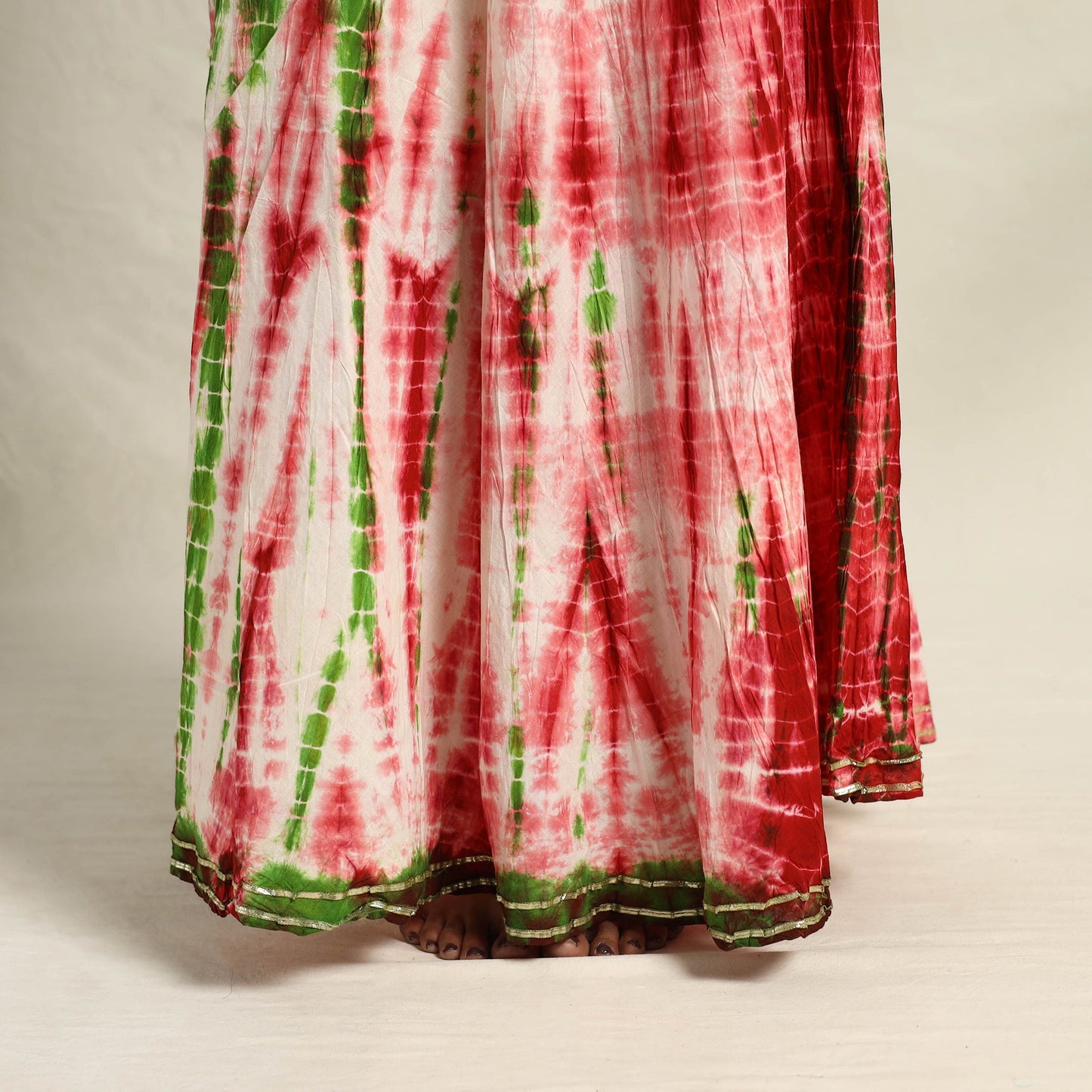  Multicolor Cotton Long Shibori Tie-Dye Skirt