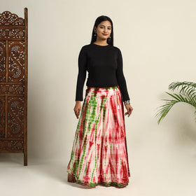  Multicolor Cotton Long Shibori Tie-Dye Skirt