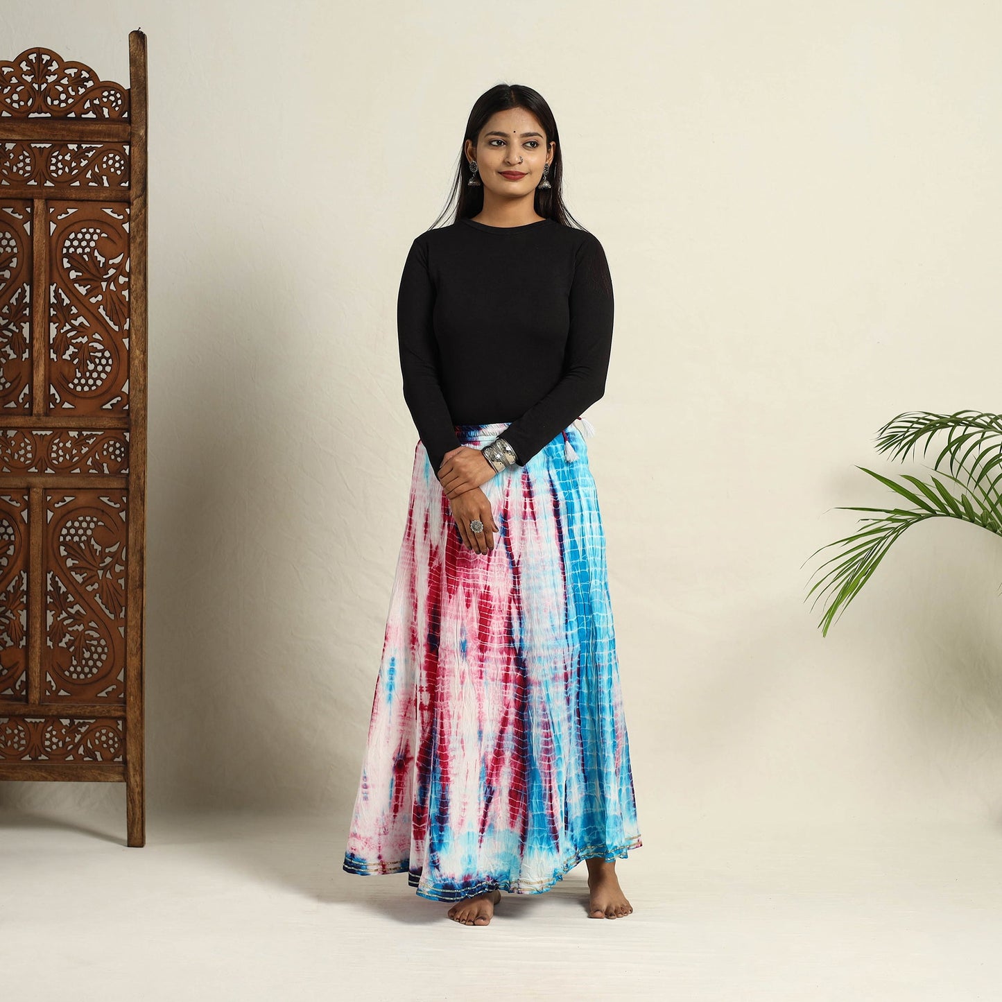 Buy Multicolor Cotton Long Shibori Tie-Dye Skirt