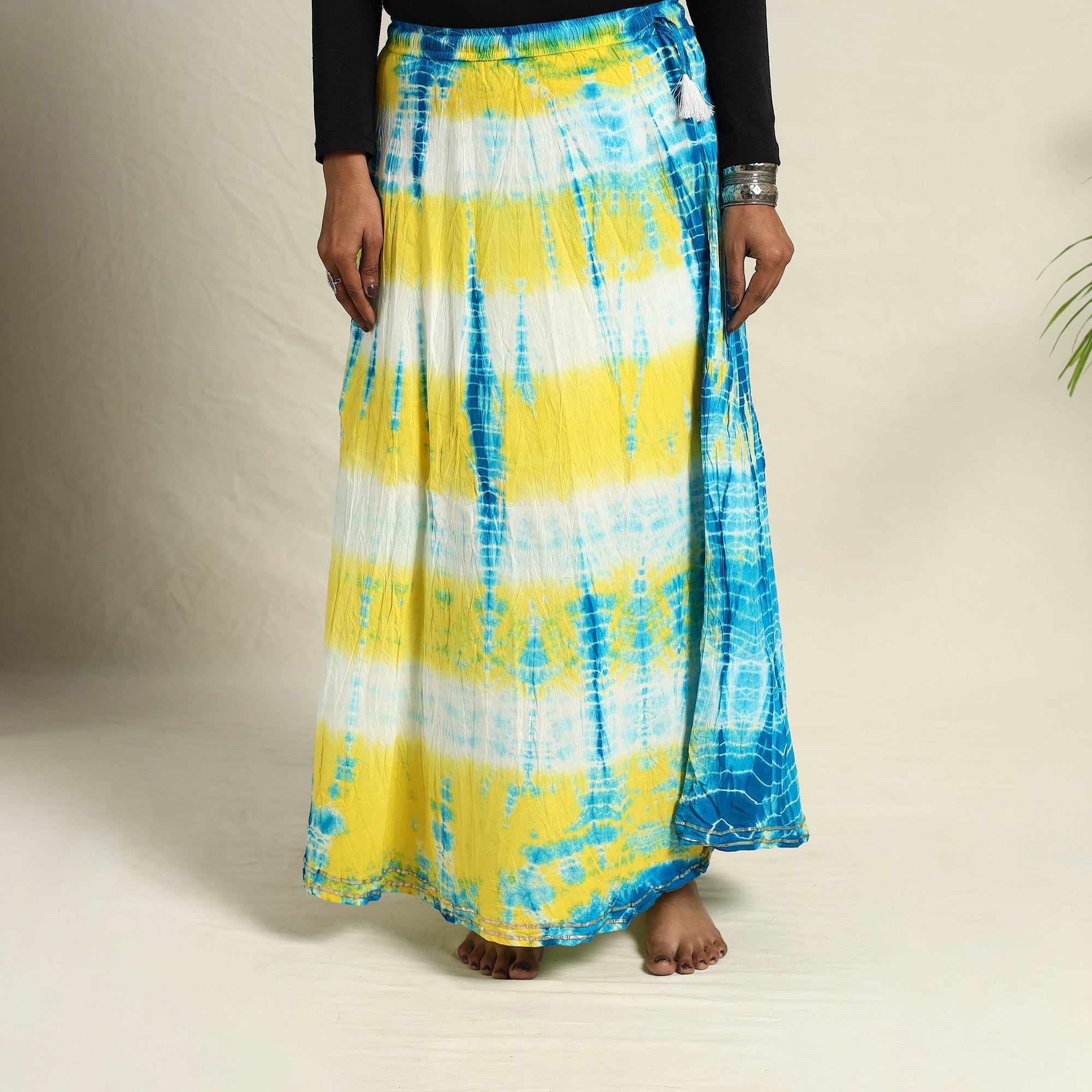 Buy Multicolor Cotton Long Shibori Tie-Dye Skirt