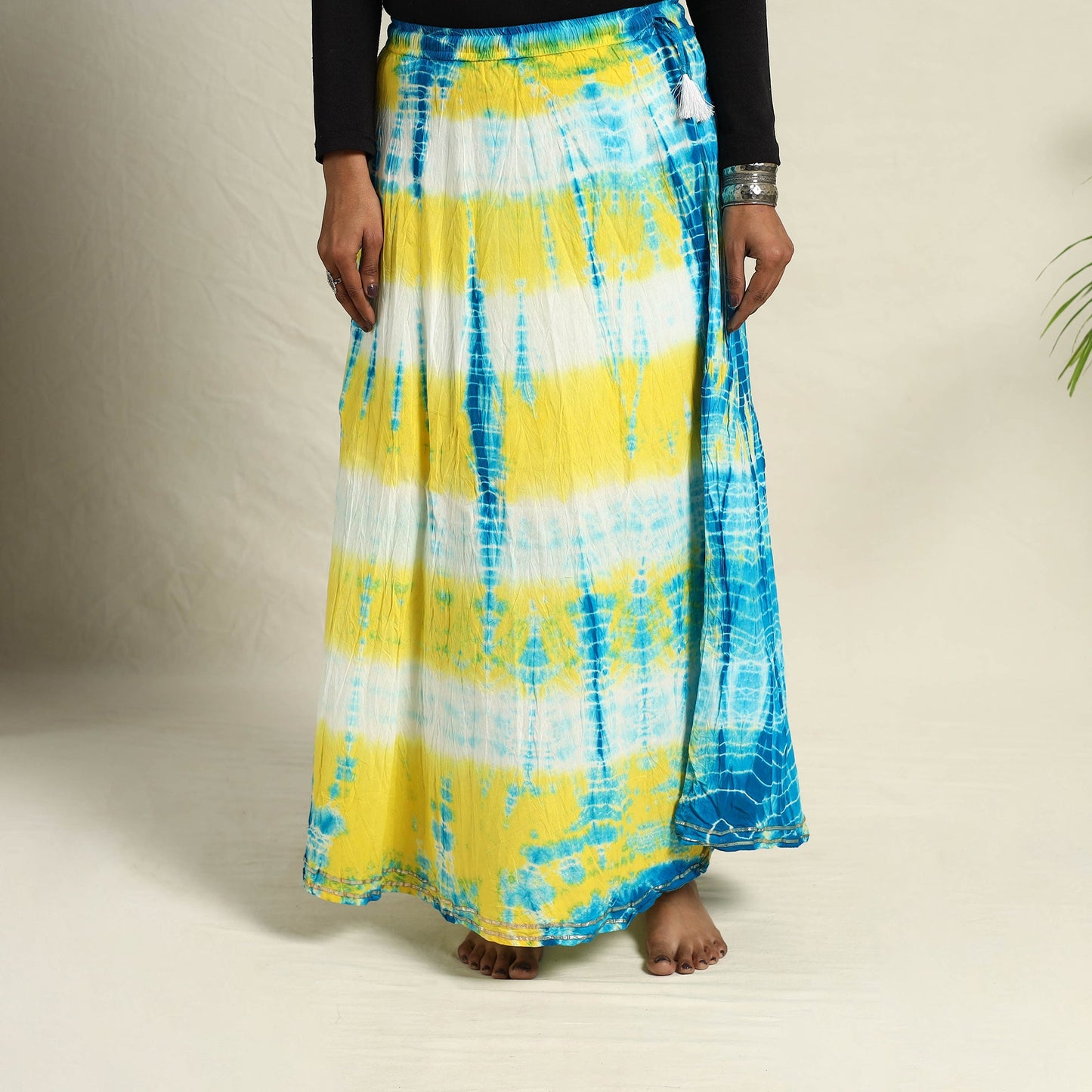 Buy Multicolor Cotton Long Shibori Tie-Dye Skirt