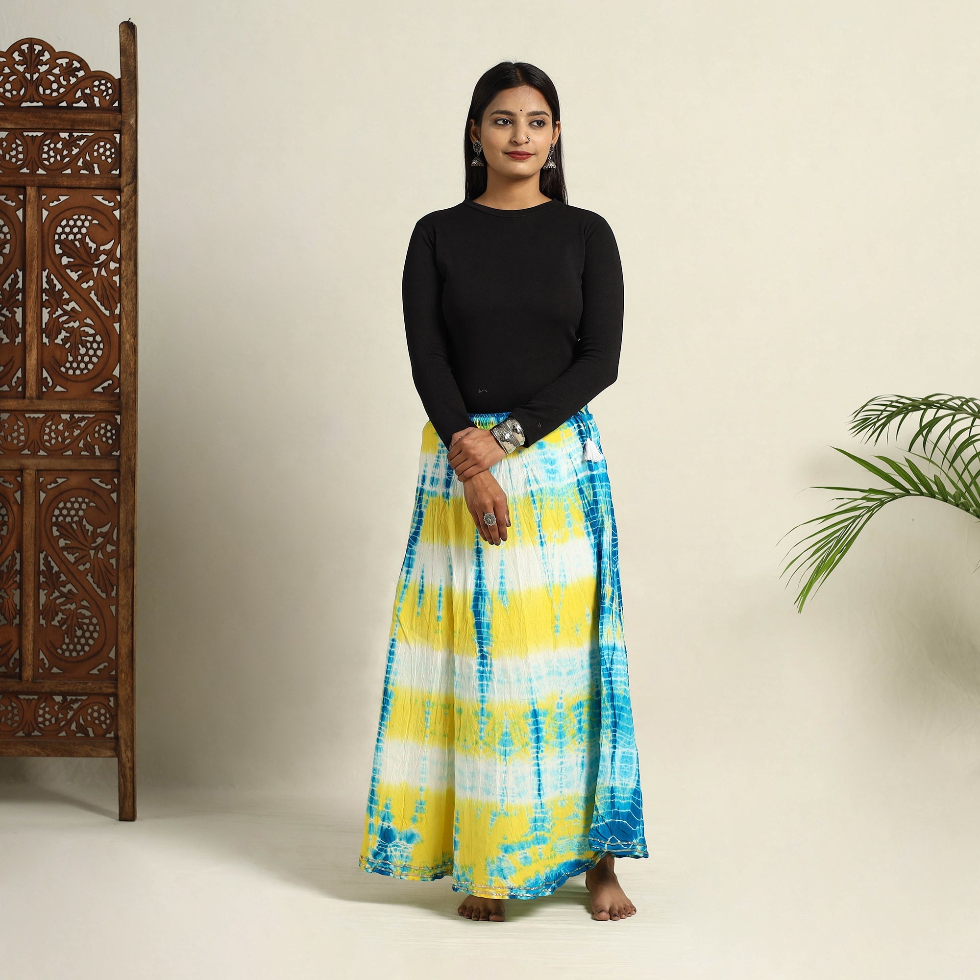 Buy Multicolor Cotton Long Shibori Tie-Dye Skirt