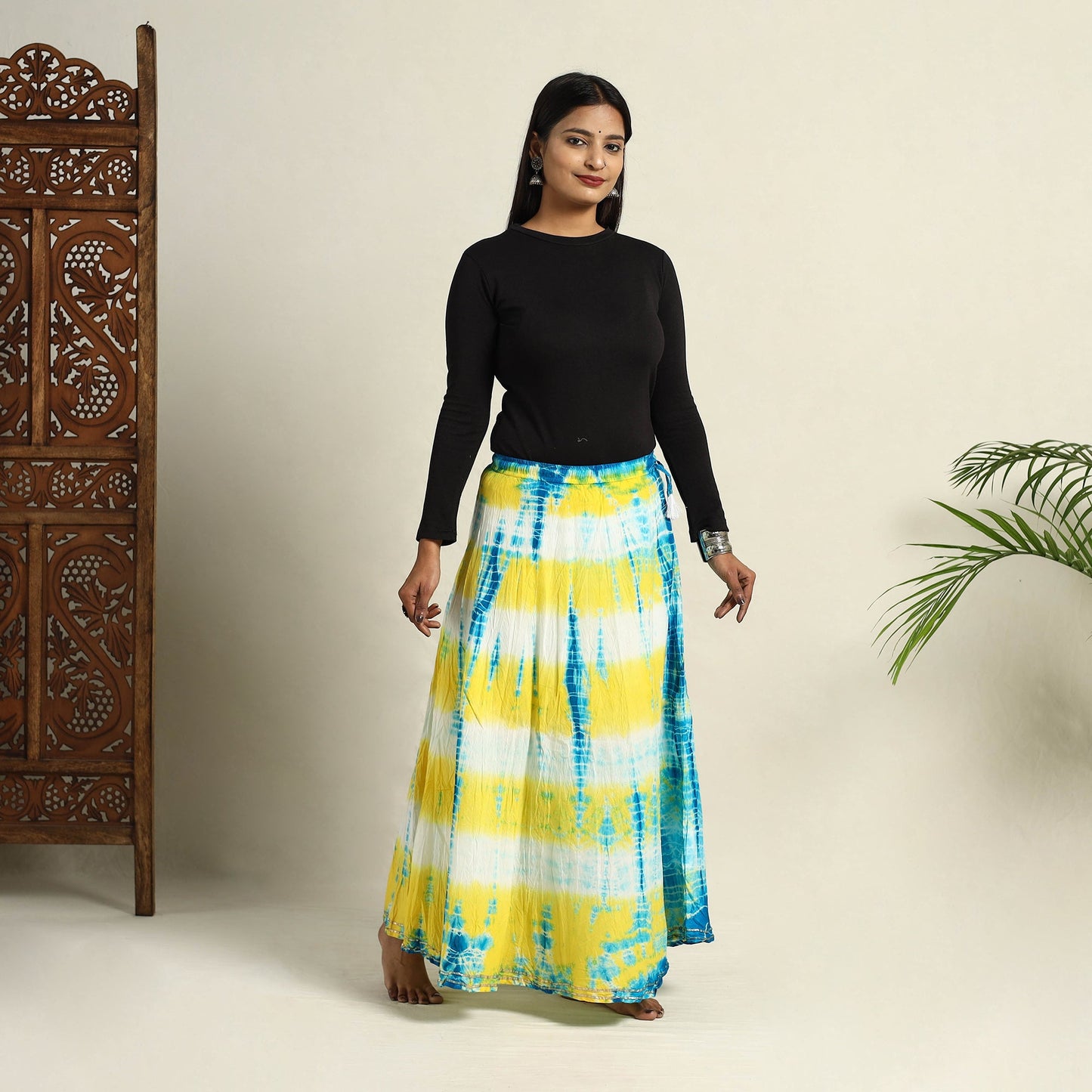 Buy Multicolor Cotton Long Shibori Tie-Dye Skirt