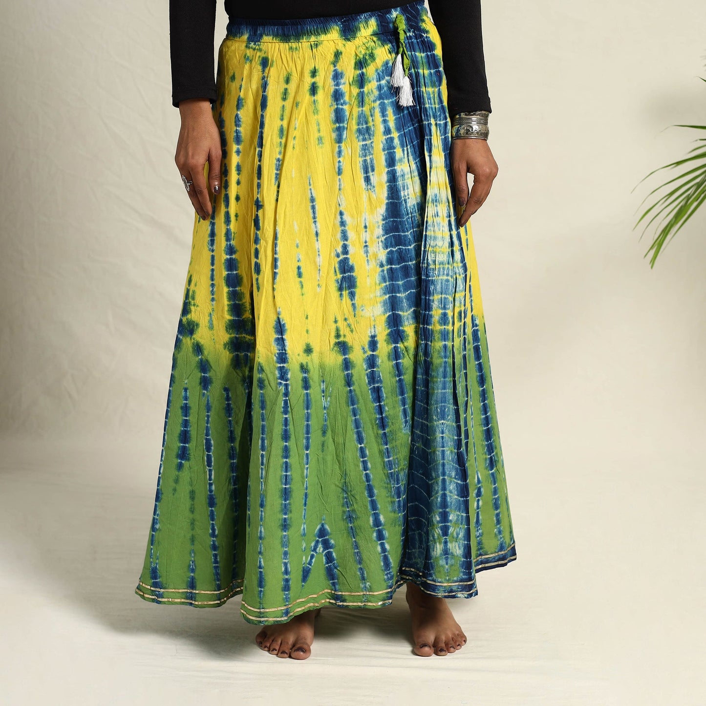 Multicolor -  Cotton Long Shibori Tie-Dye Skirt 08