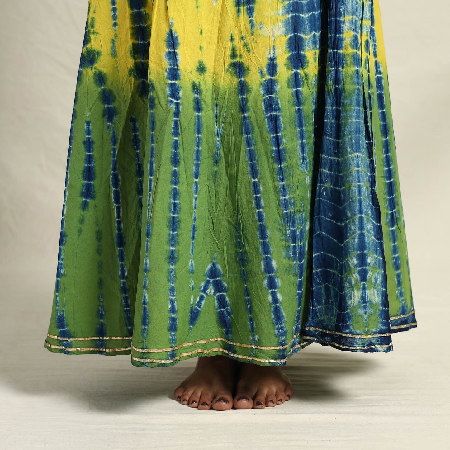 Multicolor -  Cotton Long Shibori Tie-Dye Skirt 08