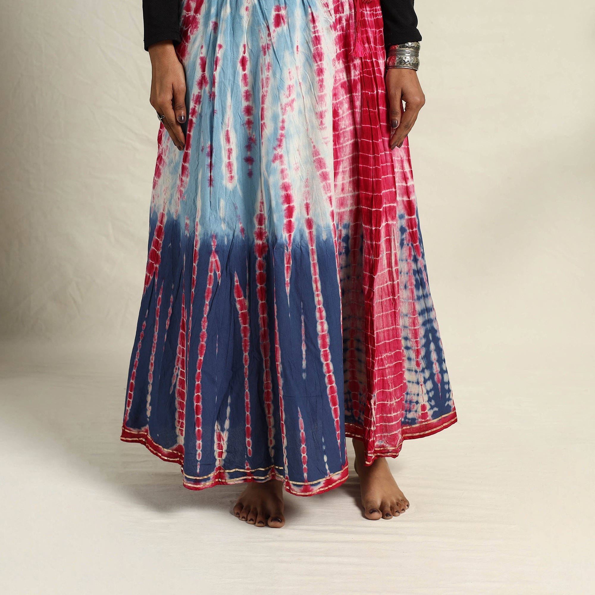 Buy Multicolor Cotton Long Shibori Tie-Dye Skirt