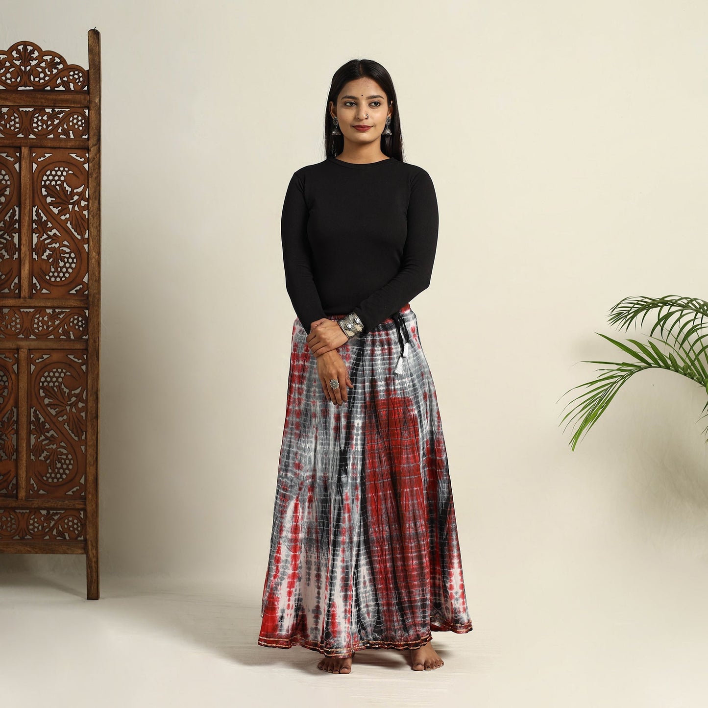 Buy Multicolor Cotton Long Shibori Tie-Dye Skirt