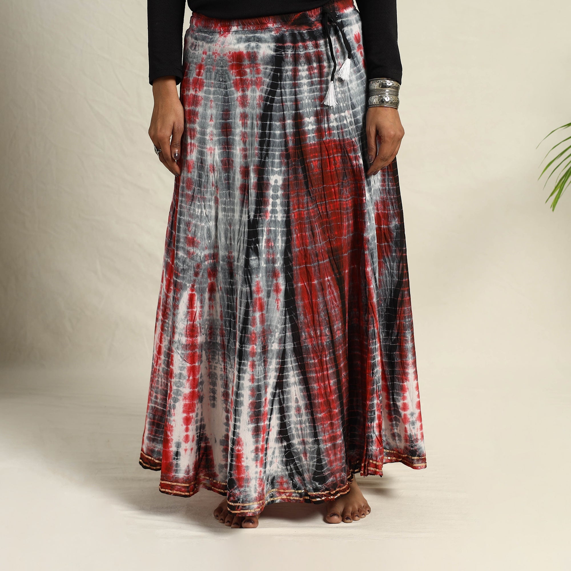 Buy Multicolor Cotton Long Shibori Tie-Dye Skirt