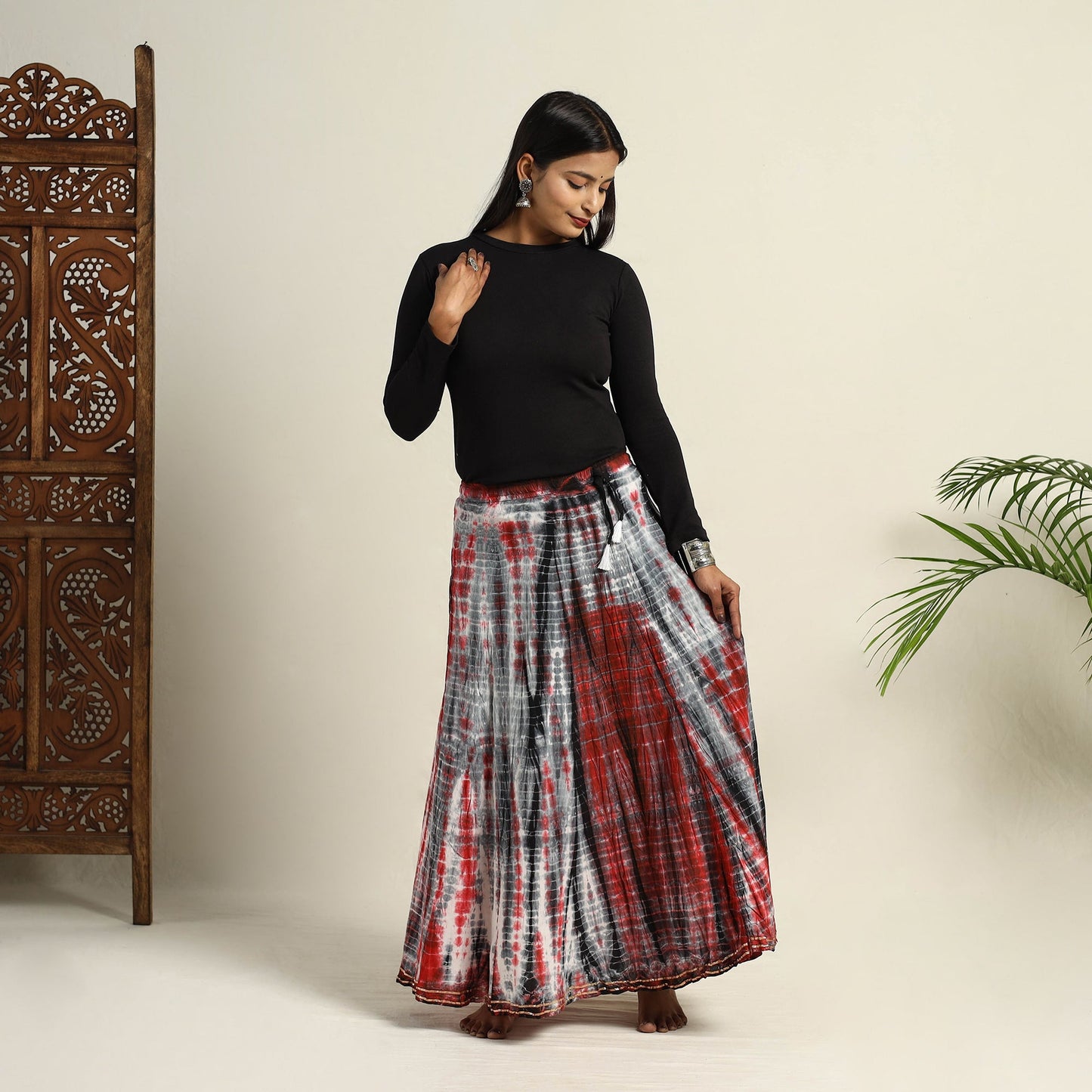 Buy Multicolor Cotton Long Shibori Tie-Dye Skirt