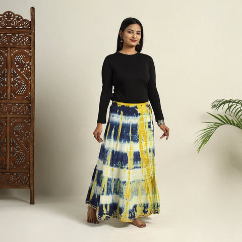 Multicolor - Cotton Long Shibori Tie-Dye Skirt 12