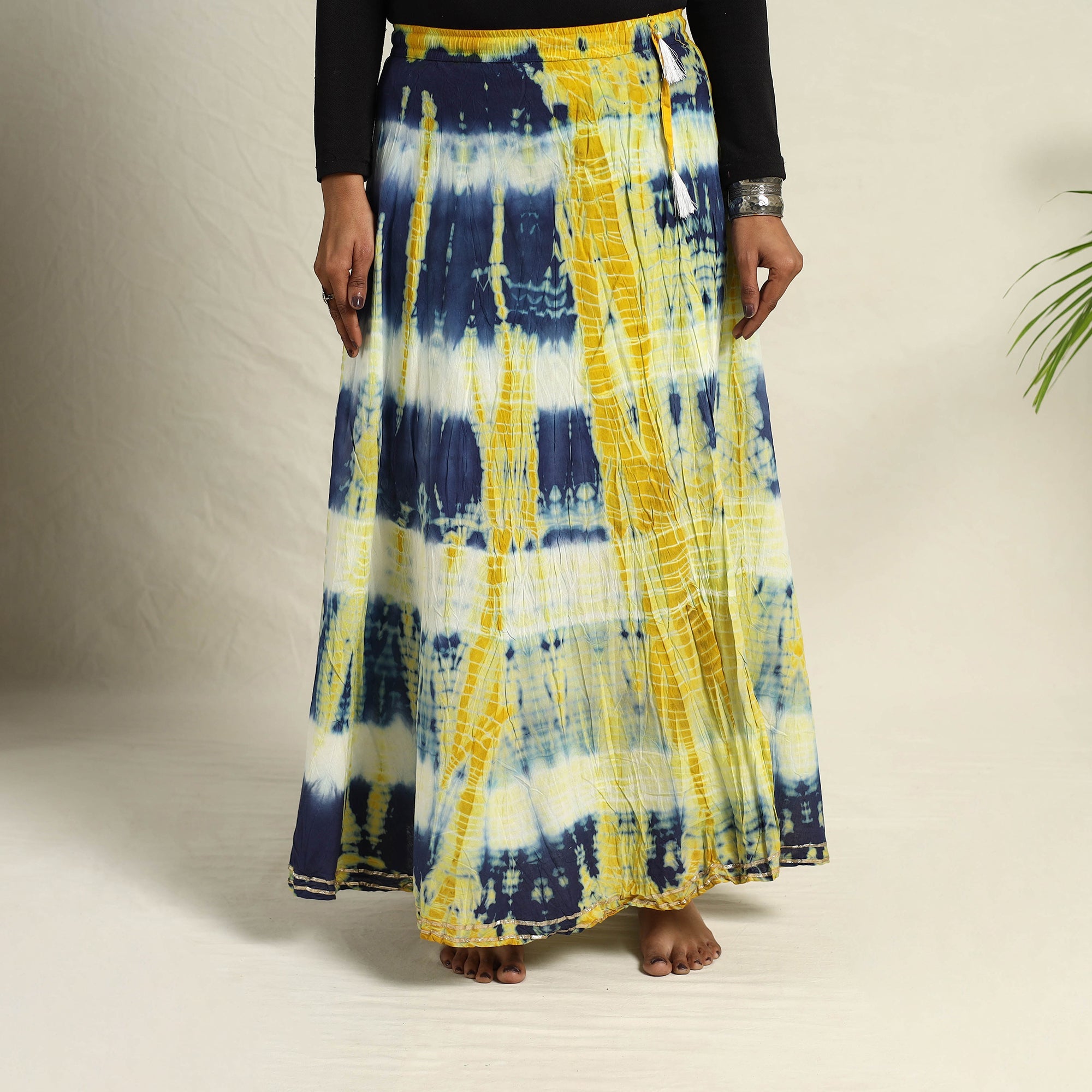 Multicolor - Cotton Long Shibori Tie-Dye Skirt 12