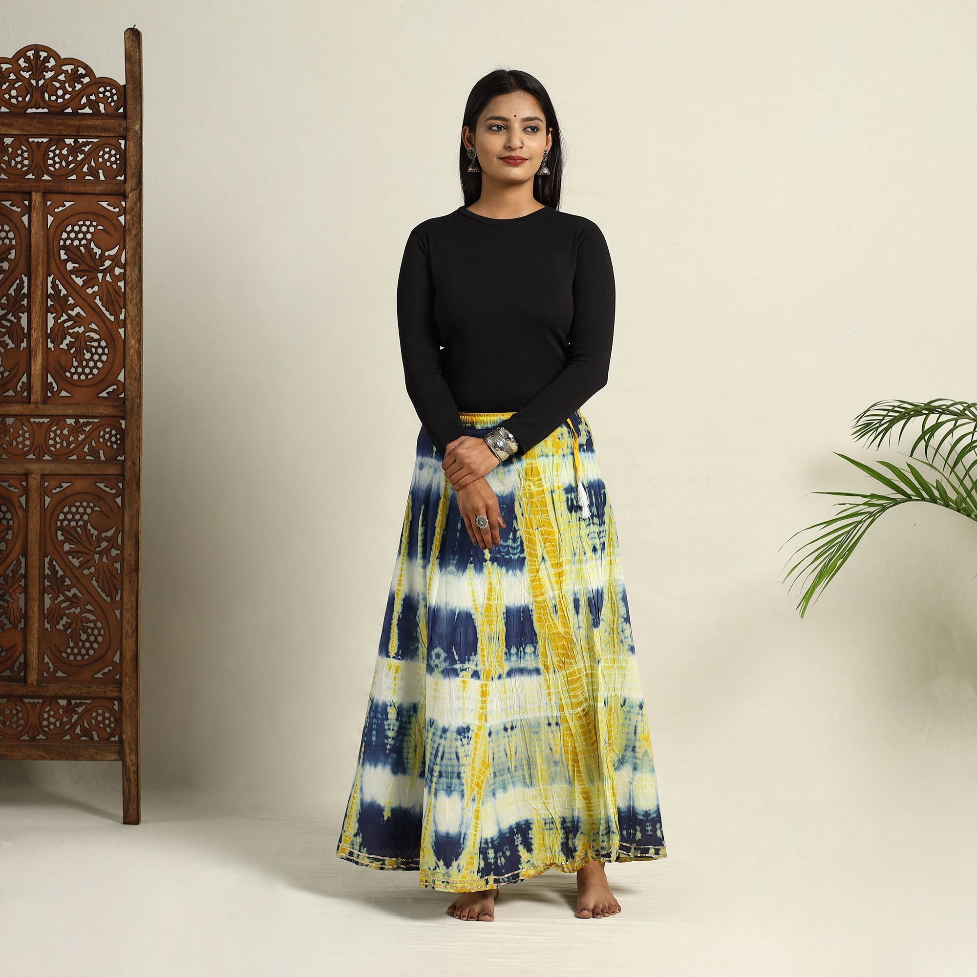 Multicolor - Cotton Long Shibori Tie-Dye Skirt 12