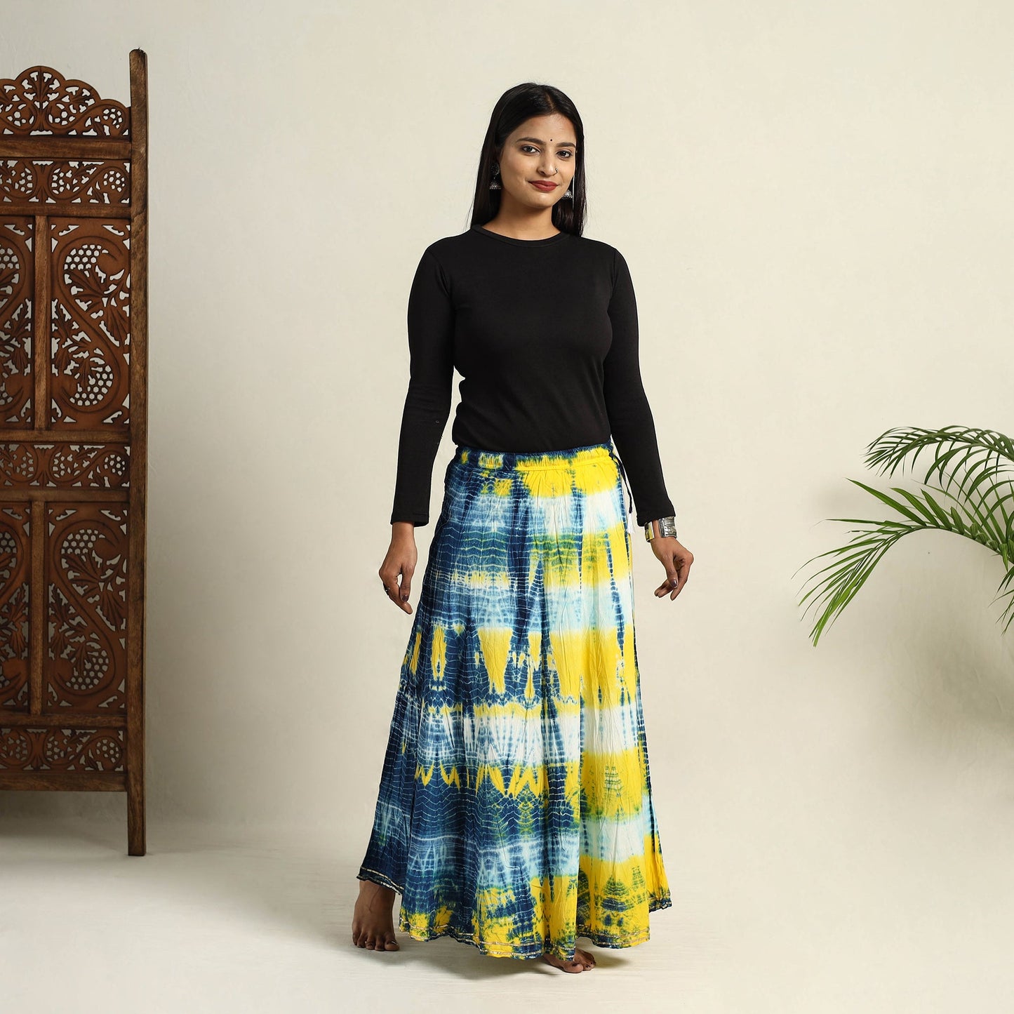Buy Multicolor Cotton Long Shibori Tie-Dye Skirt