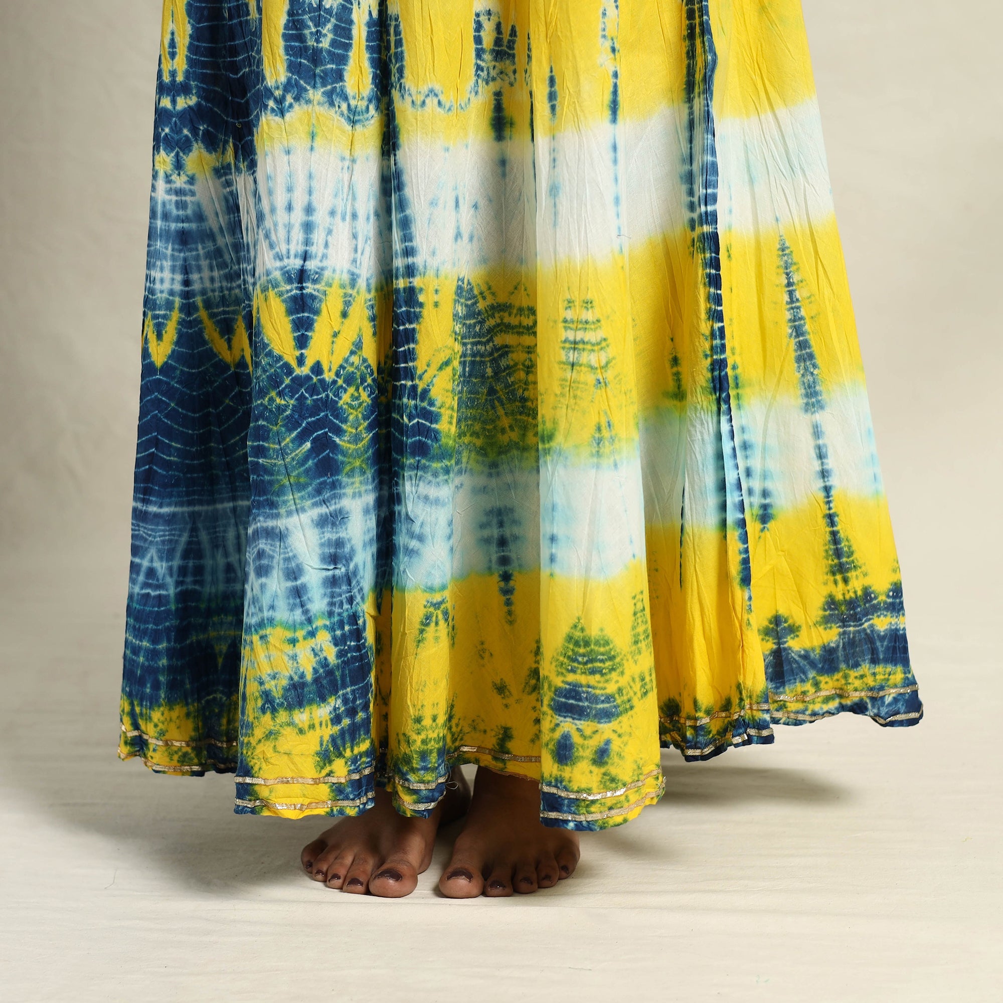 Buy Multicolor Cotton Long Shibori Tie-Dye Skirt