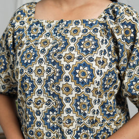 Multicolor Block Print Cotton Natural Dyed Ajrakh Crop Top
