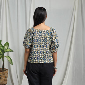 Multicolor Block Print Cotton Natural Dyed Ajrakh Crop Top