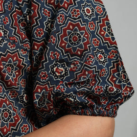 Multicolor Block Print Cotton Natural Dyed Ajrakh Crop Top