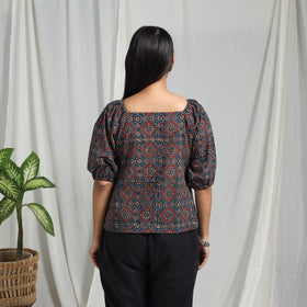 Multicolor Block Print Cotton Natural Dyed Ajrakh Crop Top