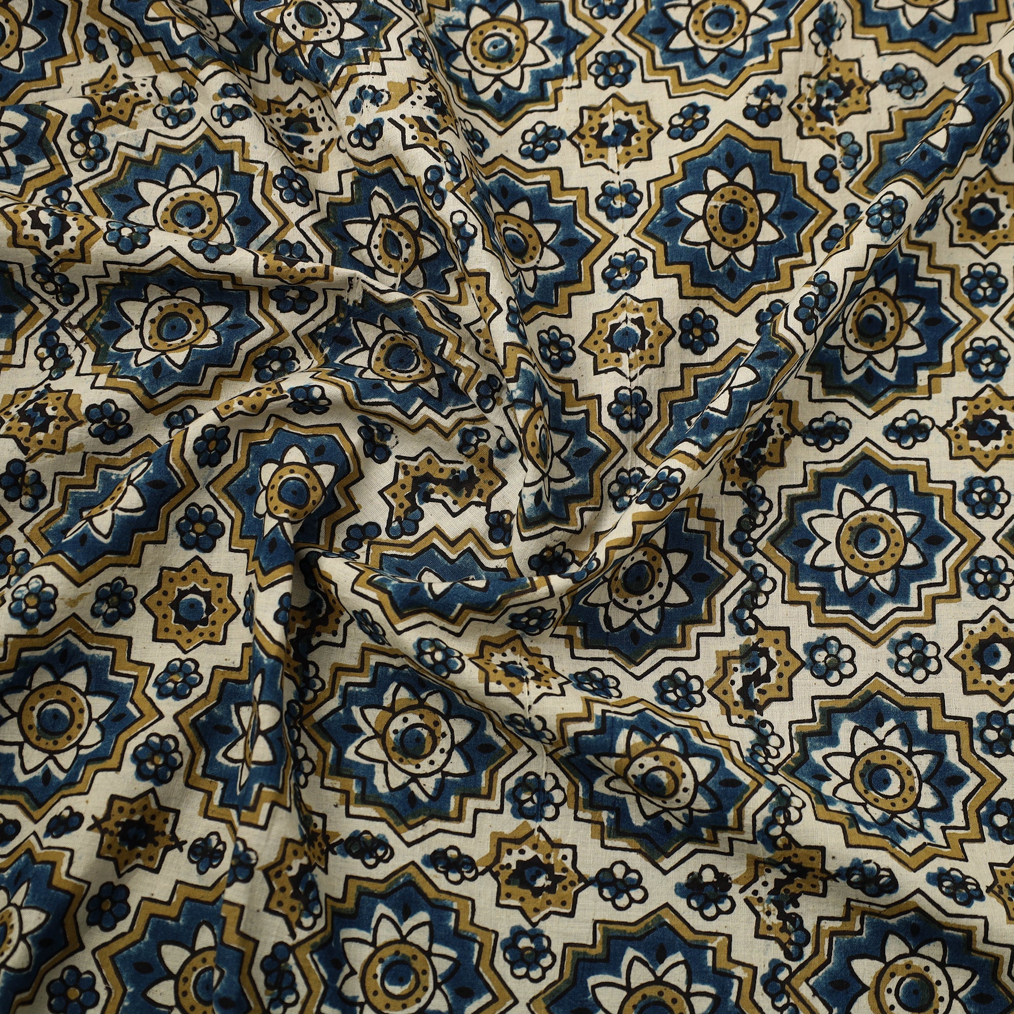  Multicolor Block Print Cotton Natural Dyed Ajrakh Fabric