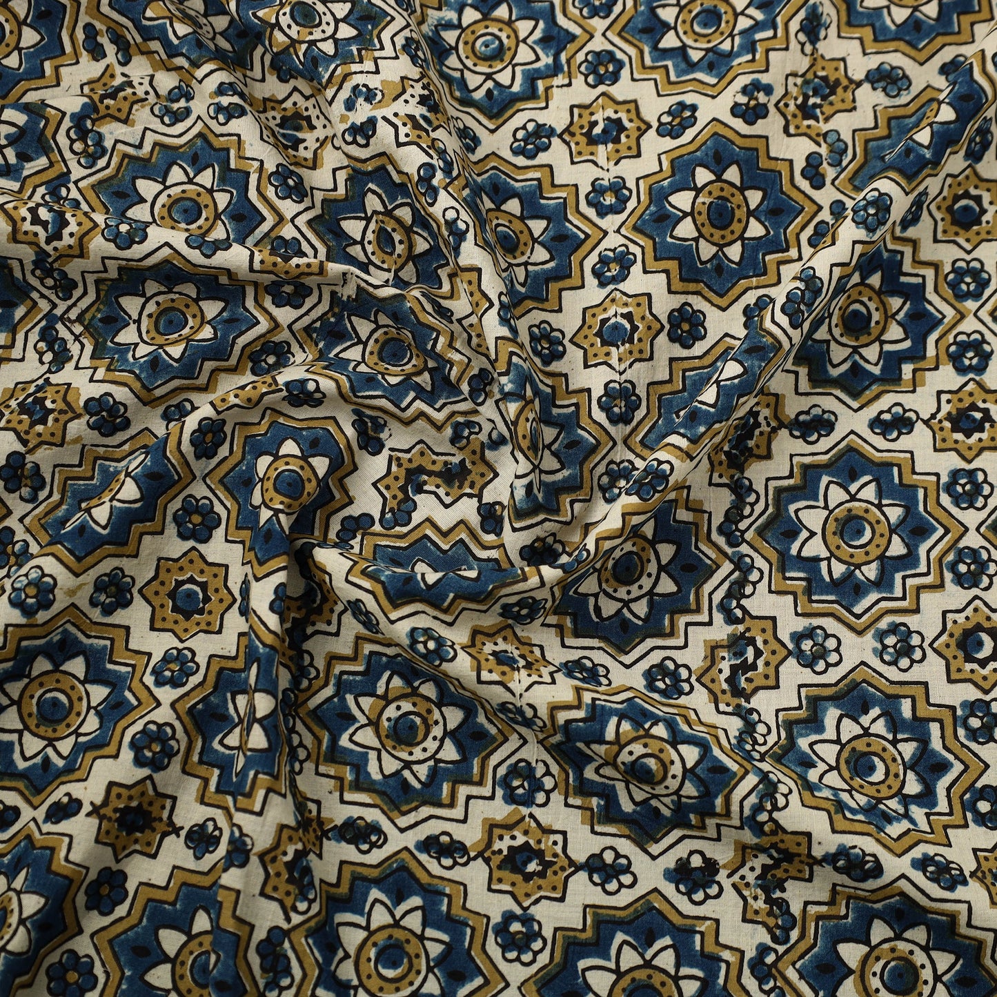  Multicolor Block Print Cotton Natural Dyed Ajrakh Fabric