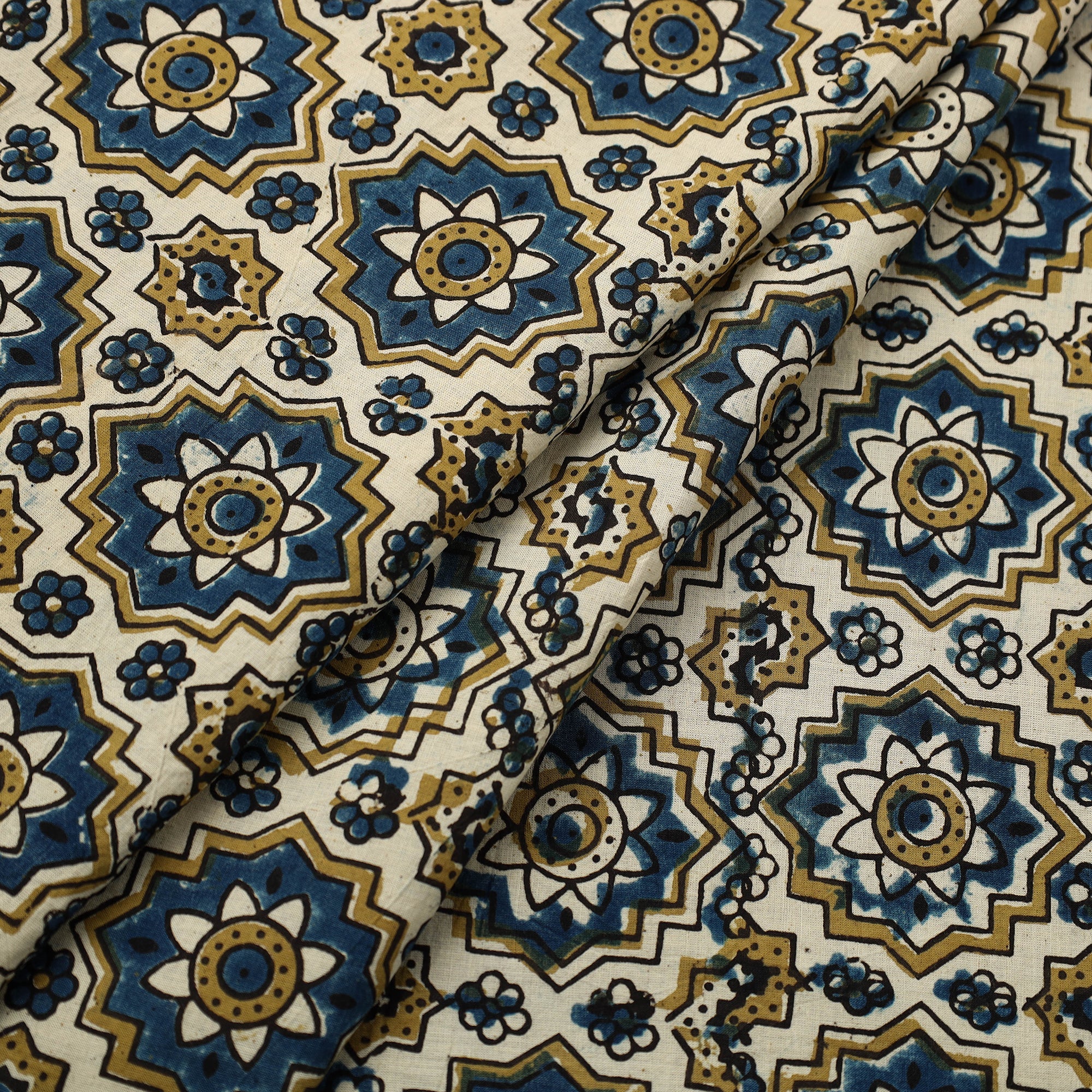  Multicolor Block Print Cotton Natural Dyed Ajrakh Fabric
