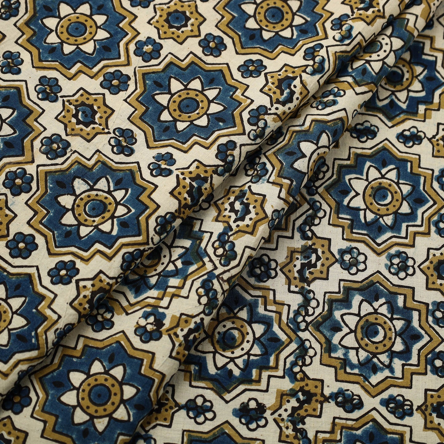 Multicolor Block Print Cotton Natural Dyed Ajrakh Fabric