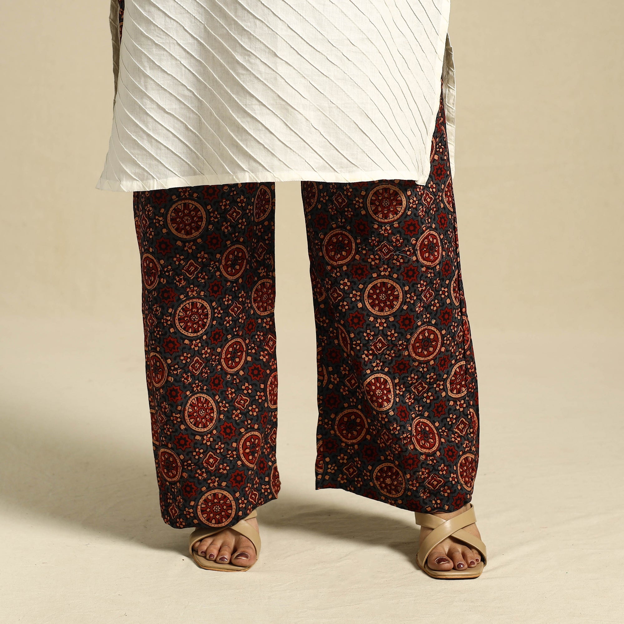 Multicolor Block Print Cotton Ajrakh Palazzo