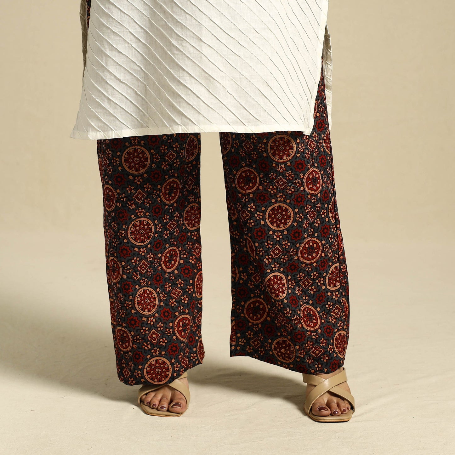 Multicolor Block Print Cotton Ajrakh Palazzo