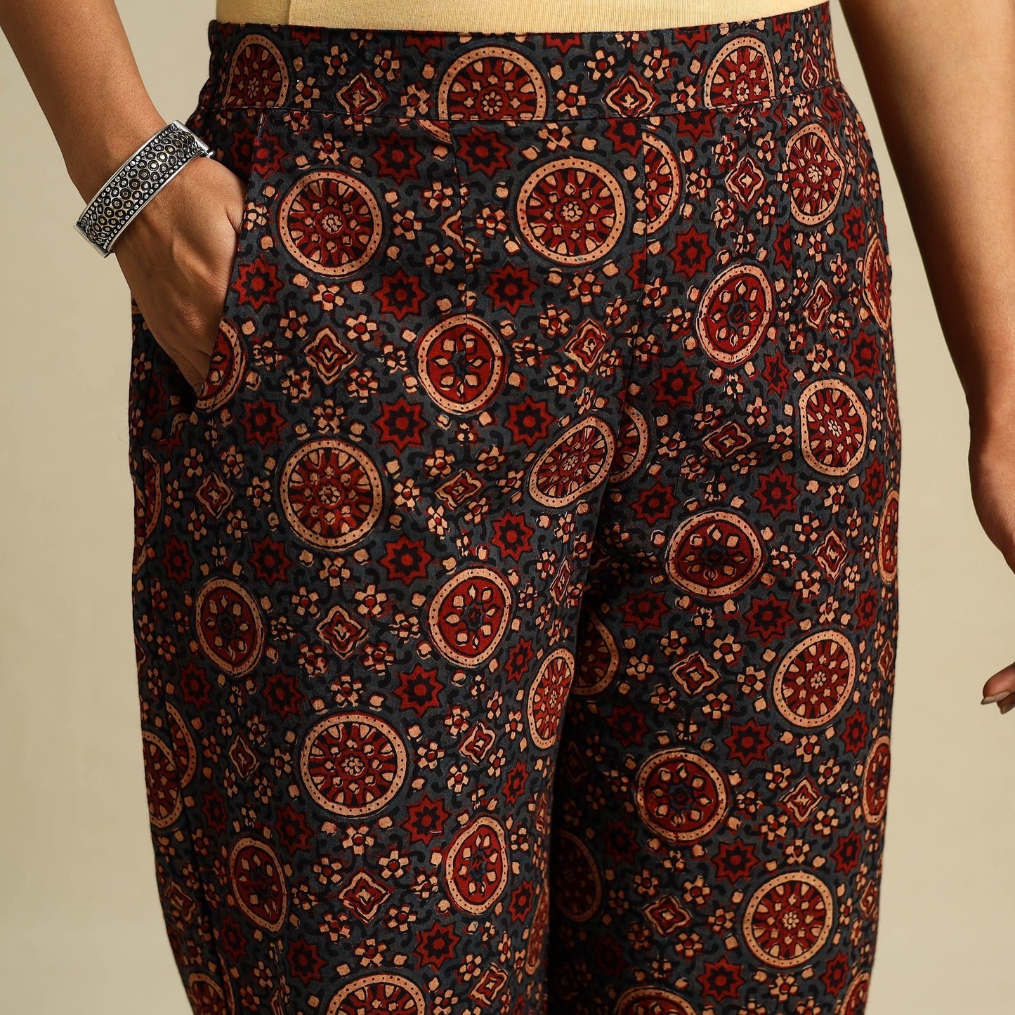 Multicolor Block Print Cotton Ajrakh Palazzo