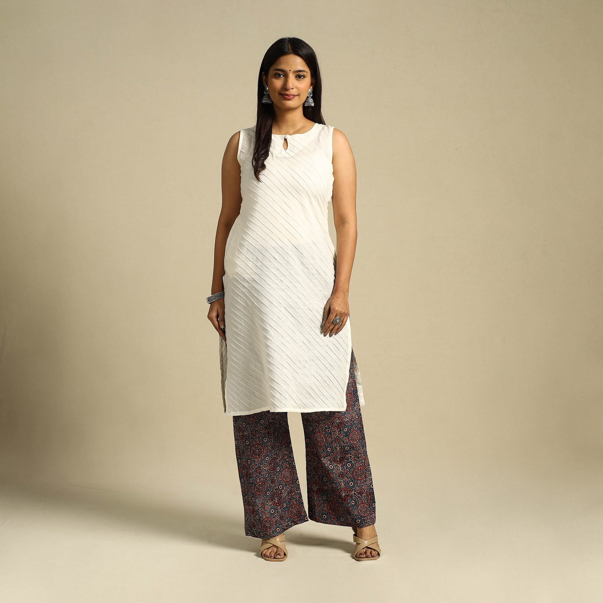 Multicolor Block Print Cotton Ajrakh Palazzo