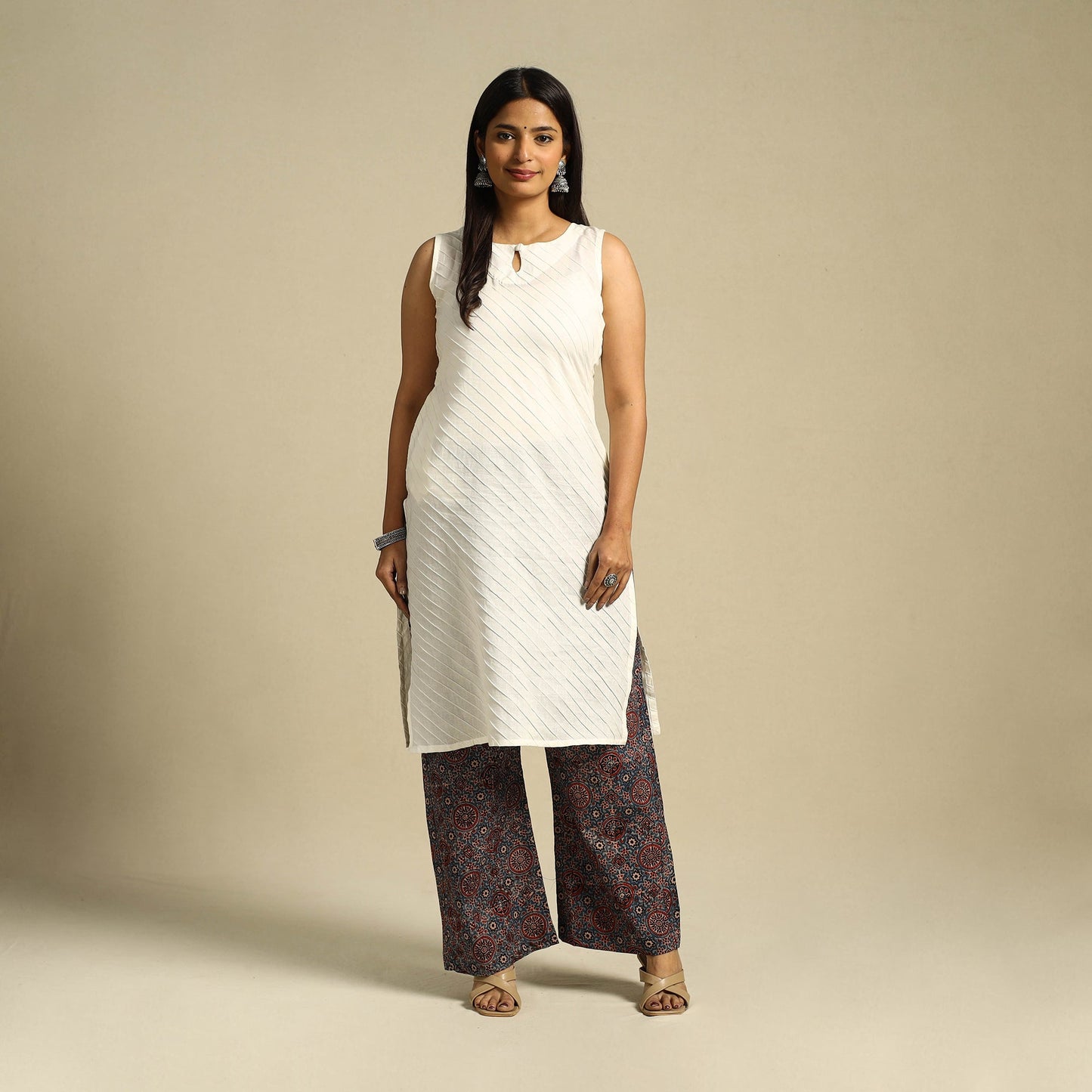 Multicolor Block Print Cotton Ajrakh Palazzo