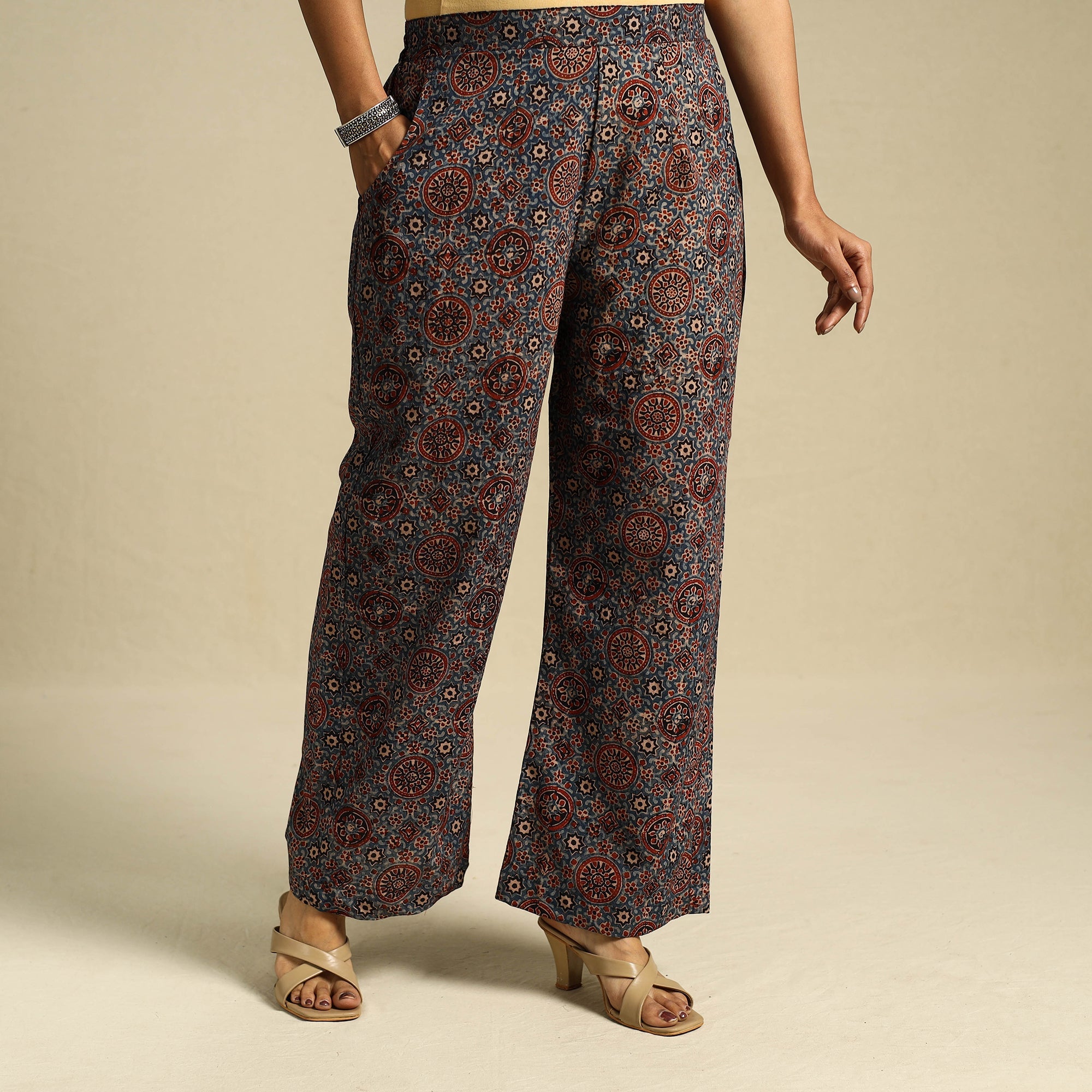 Multicolor Block Print Cotton Ajrakh Palazzo