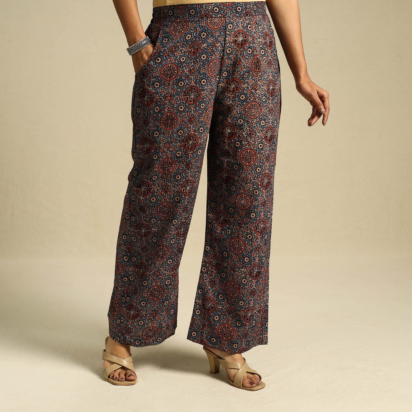 Multicolor Block Print Cotton Ajrakh Palazzo