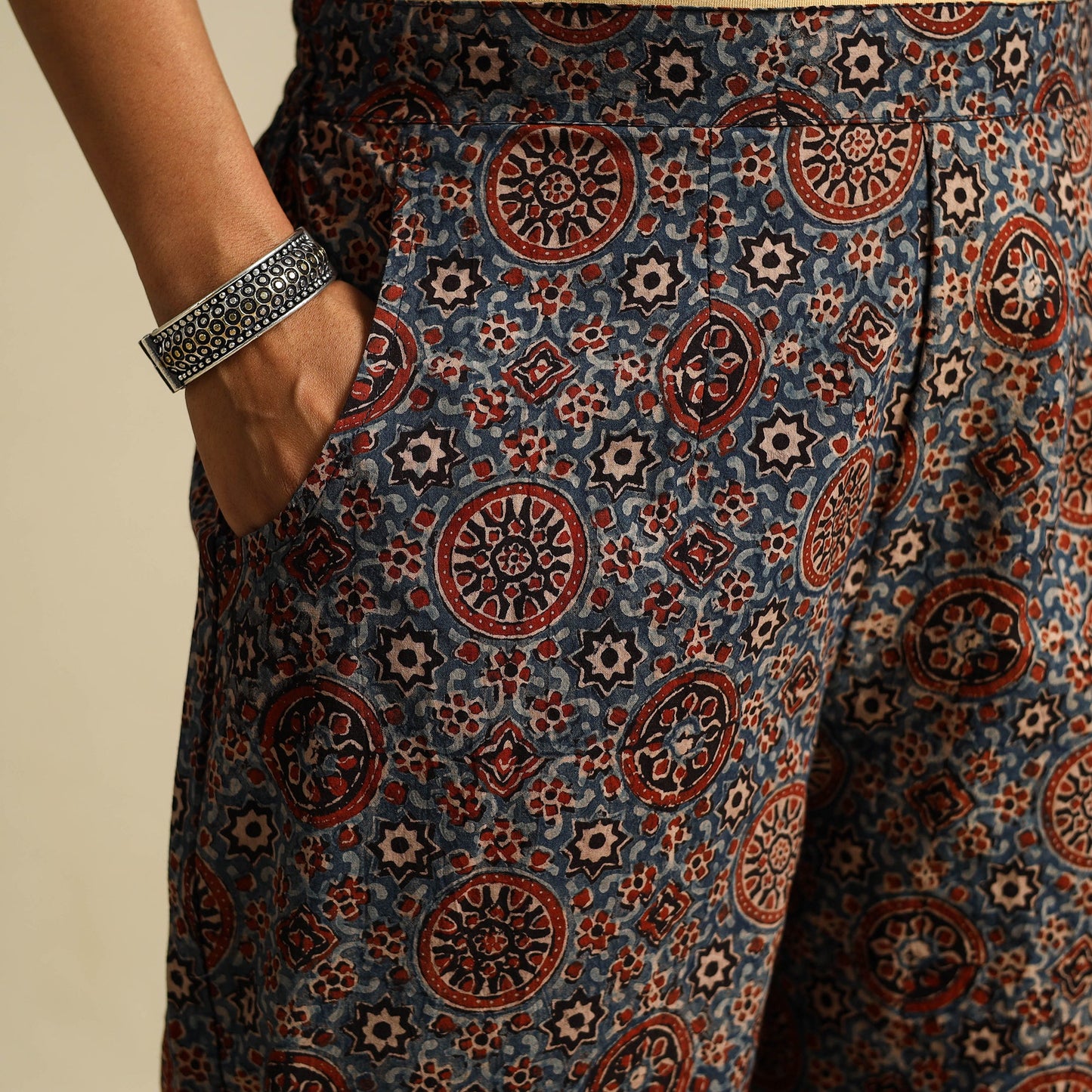 Multicolor Block Print Cotton Ajrakh Palazzo