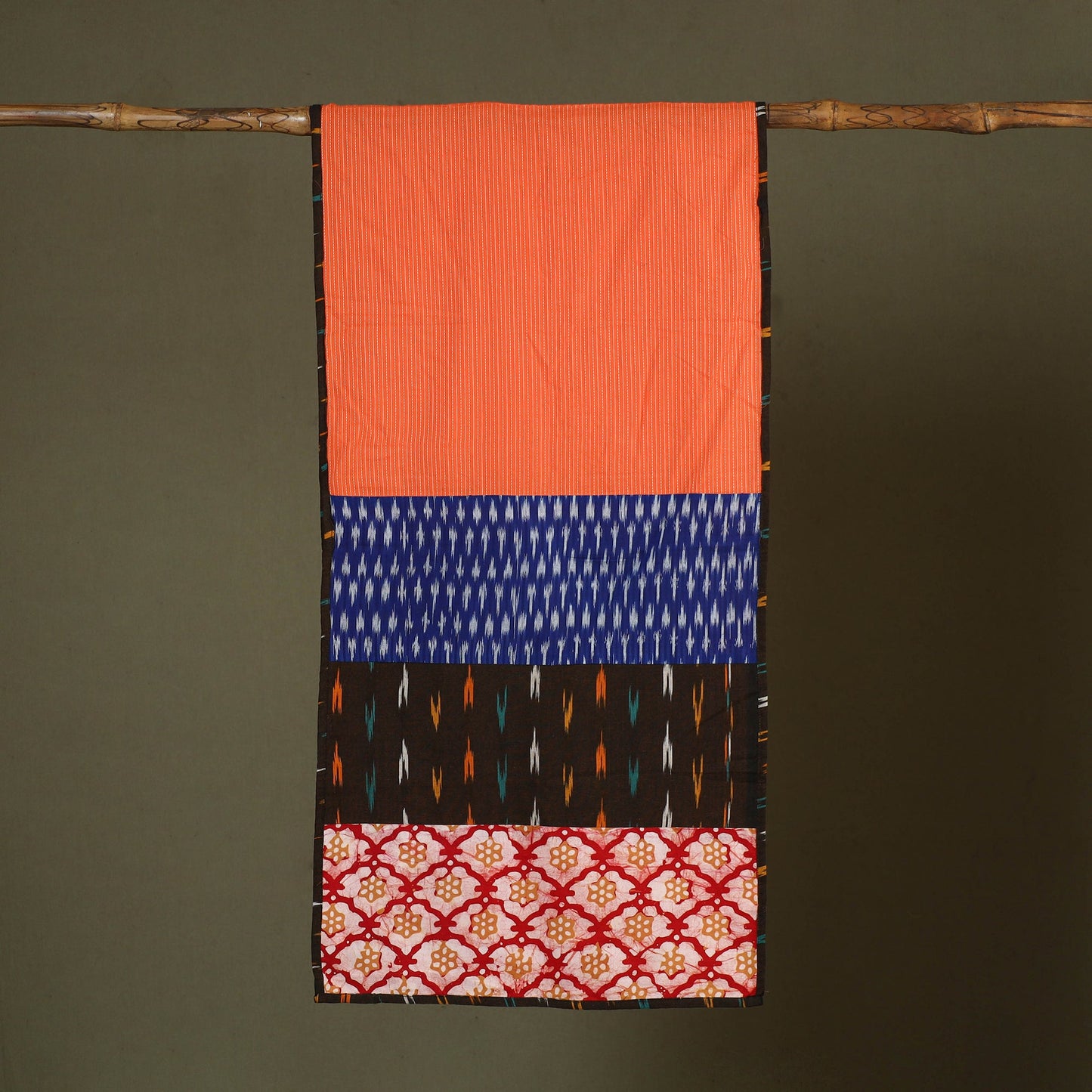 Multicolor - cotton patchwork running stitch plain stole 32