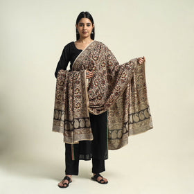  Multicolor Block Print Cotton Pedana Kalamkari Dupatta