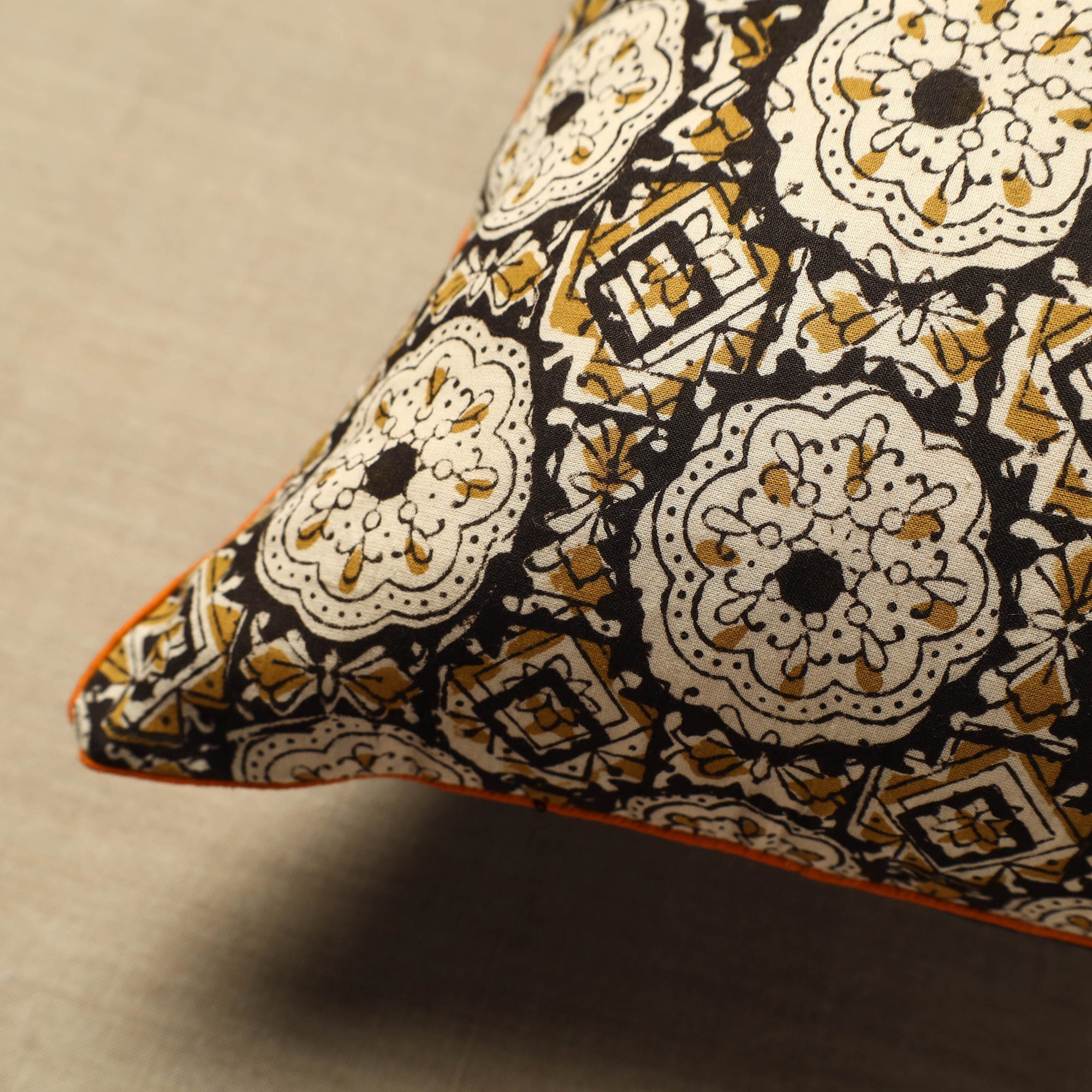  Multicolor Cotton Block Printed Bagru Cushion Cover