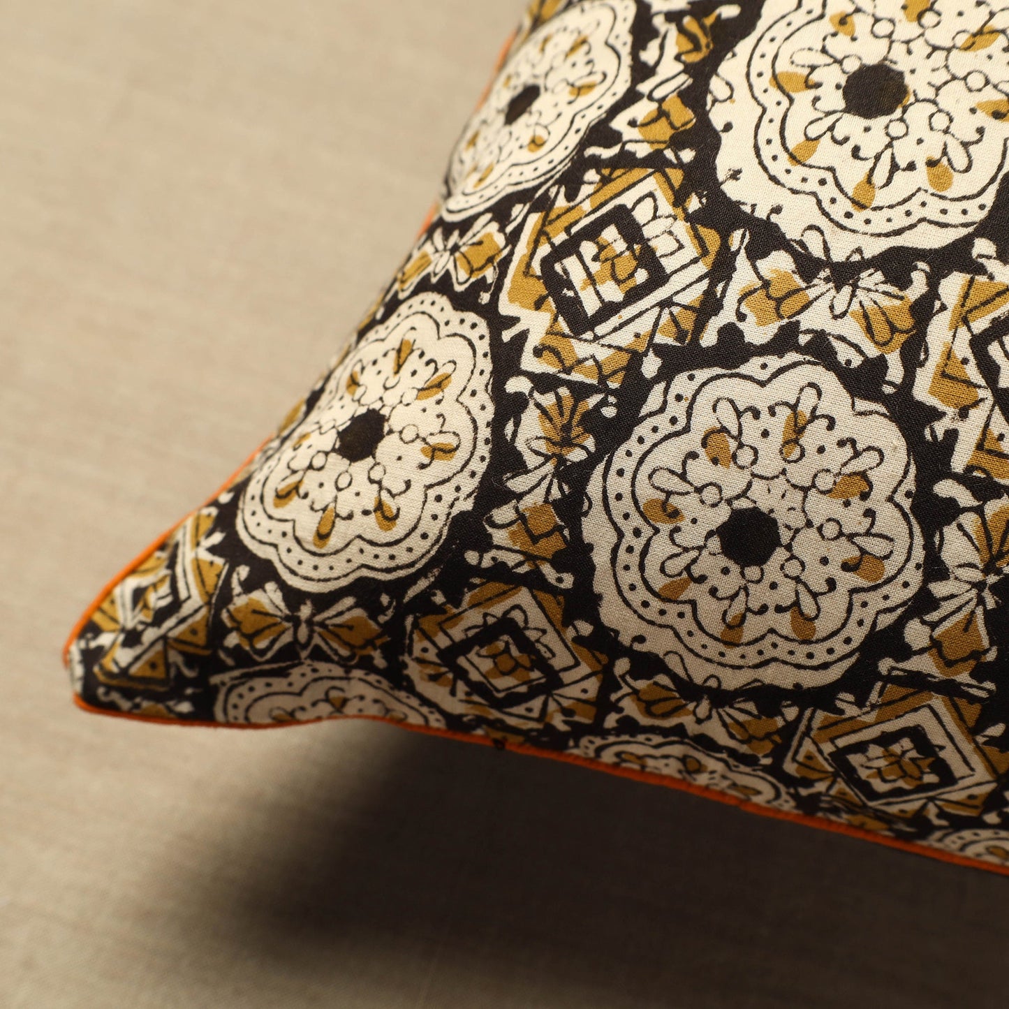  Multicolor Cotton Block Printed Bagru Cushion Cover