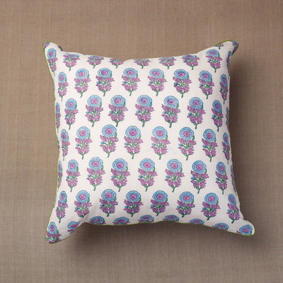 Multicolor Block Print Cotton Sanganeri Cushion Cover
