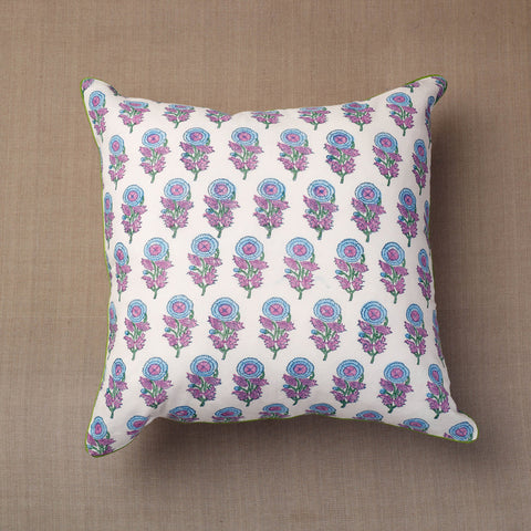Multicolor Block Print Cotton Sanganeri Cushion Cover