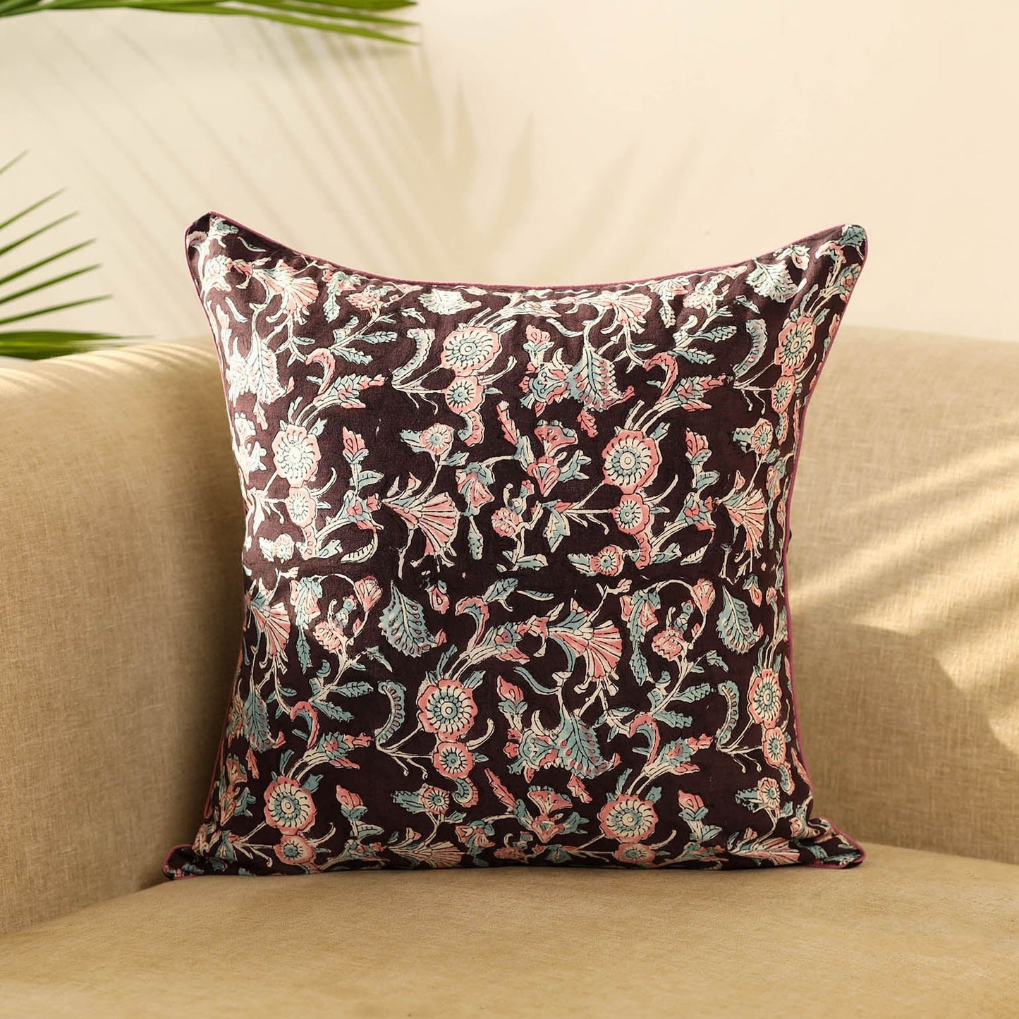 Buy Block Print Cotton Sanganeri Cushion Cover