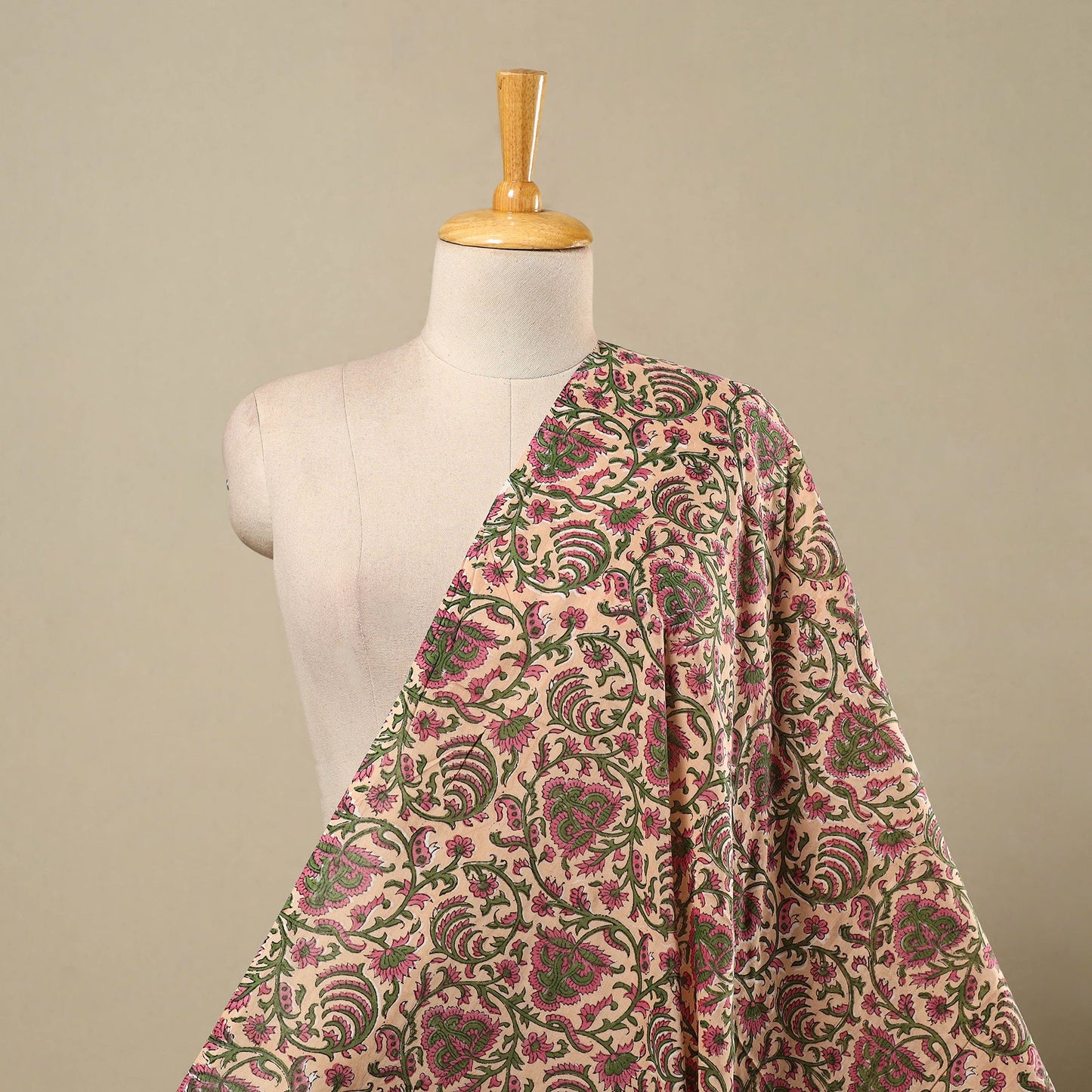 Multicolor Block Print Cotton Sanganeri Fabric