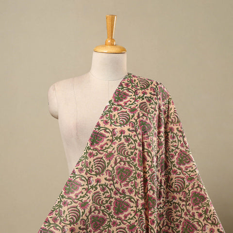 Multicolor Block Print Cotton Sanganeri Fabric