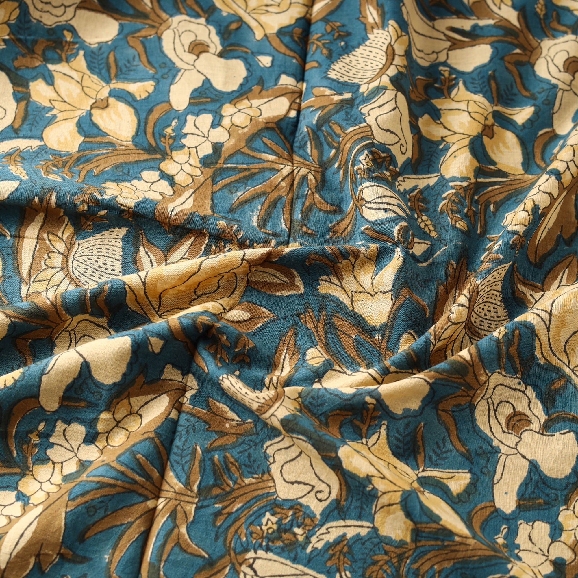 Multicolor Block Print Cotton Sanganeri Fabric