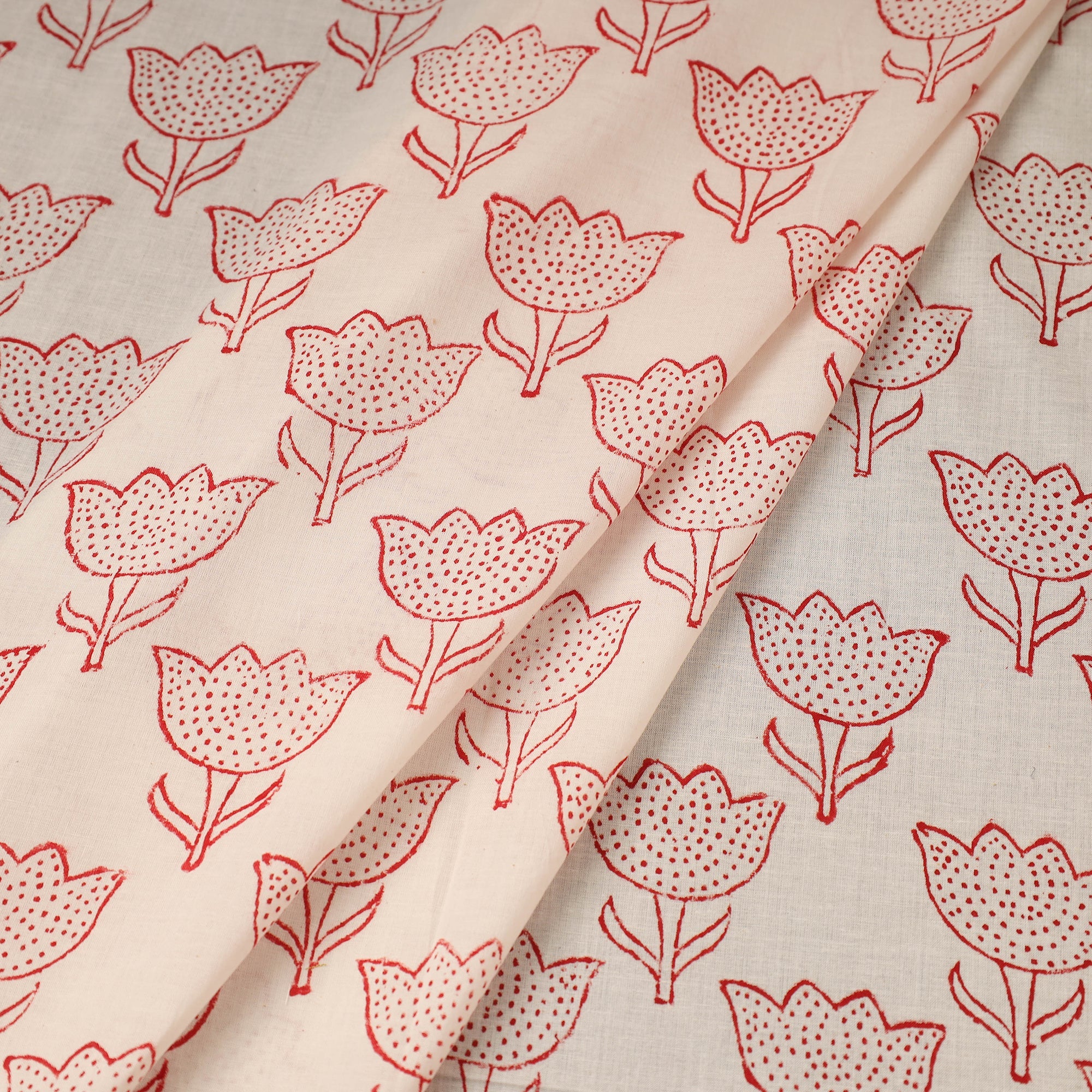 Multicolor Block Print Cotton Sanganeri Fabric