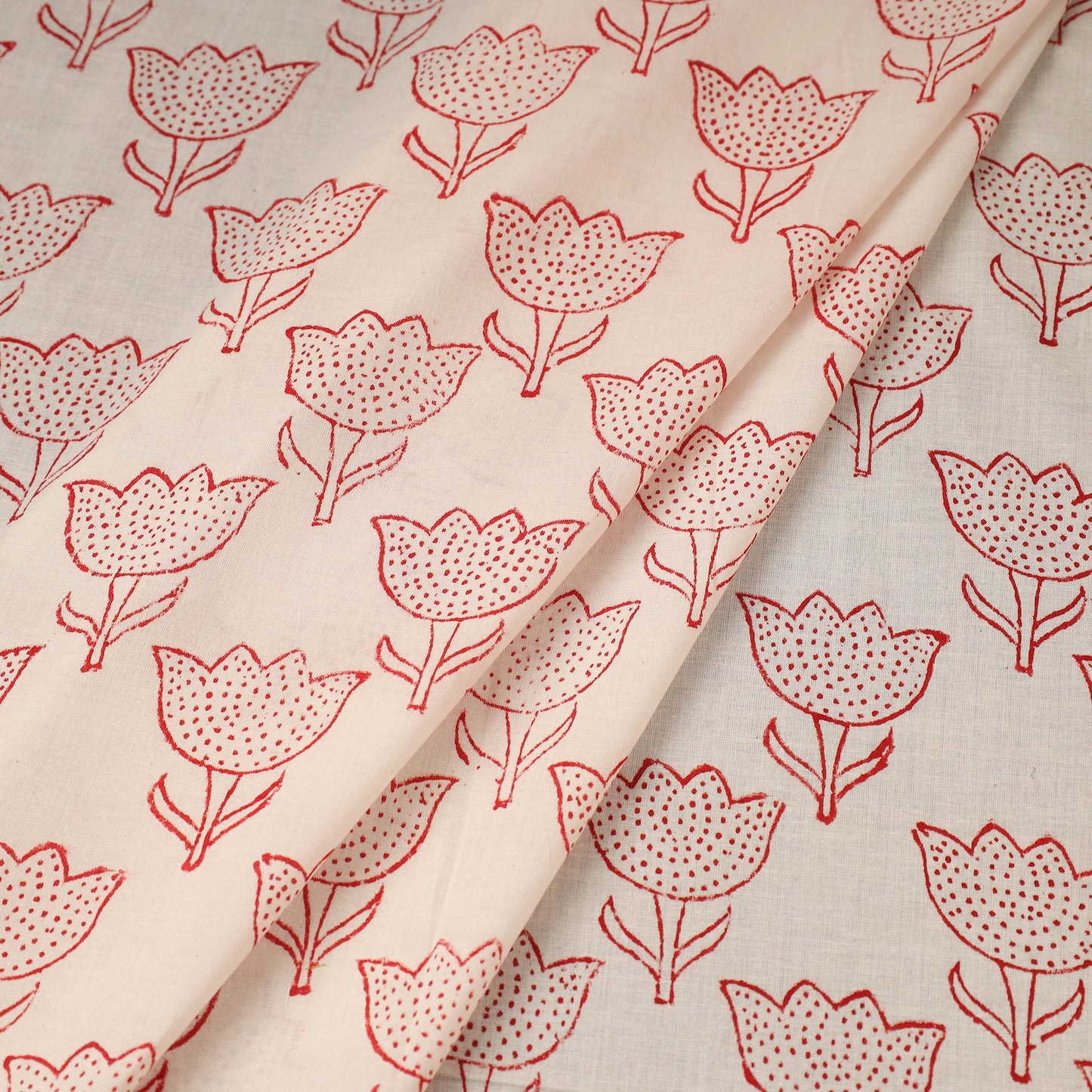 Multicolor Block Print Cotton Sanganeri Fabric