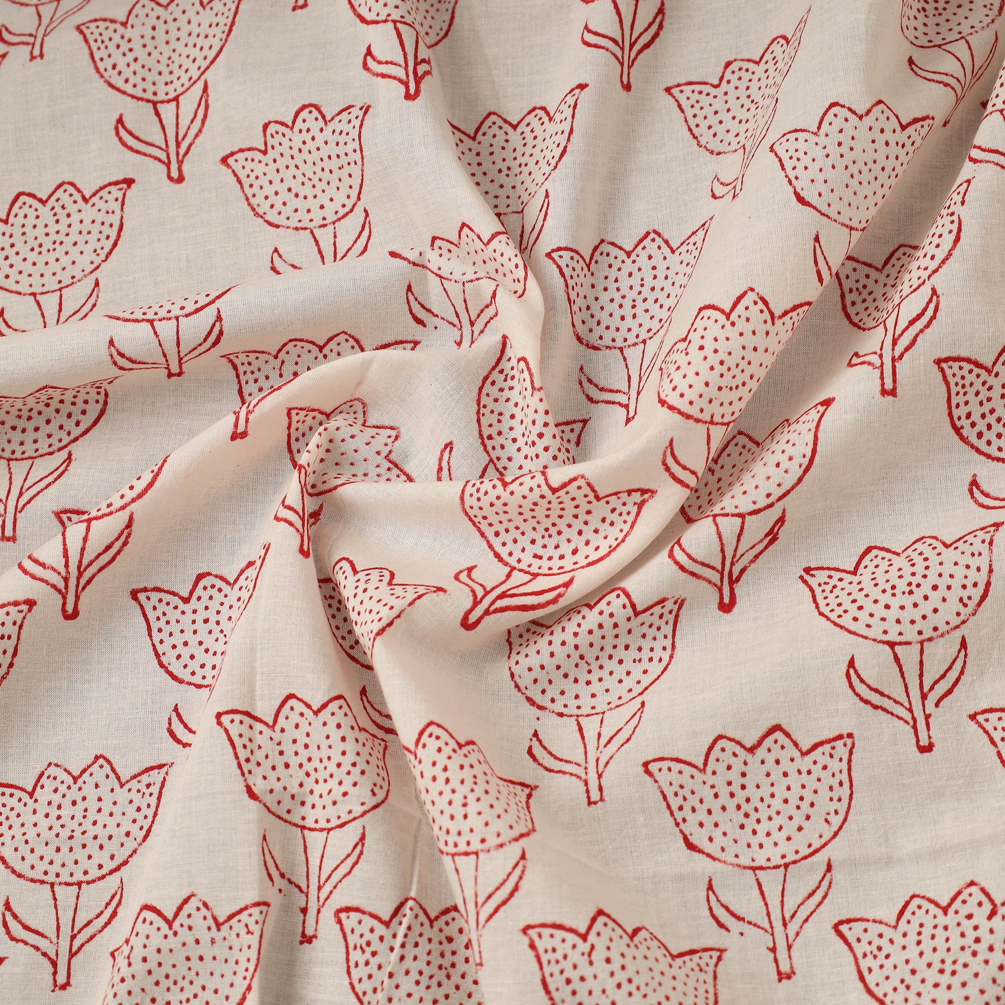 Multicolor Block Print Cotton Sanganeri Fabric